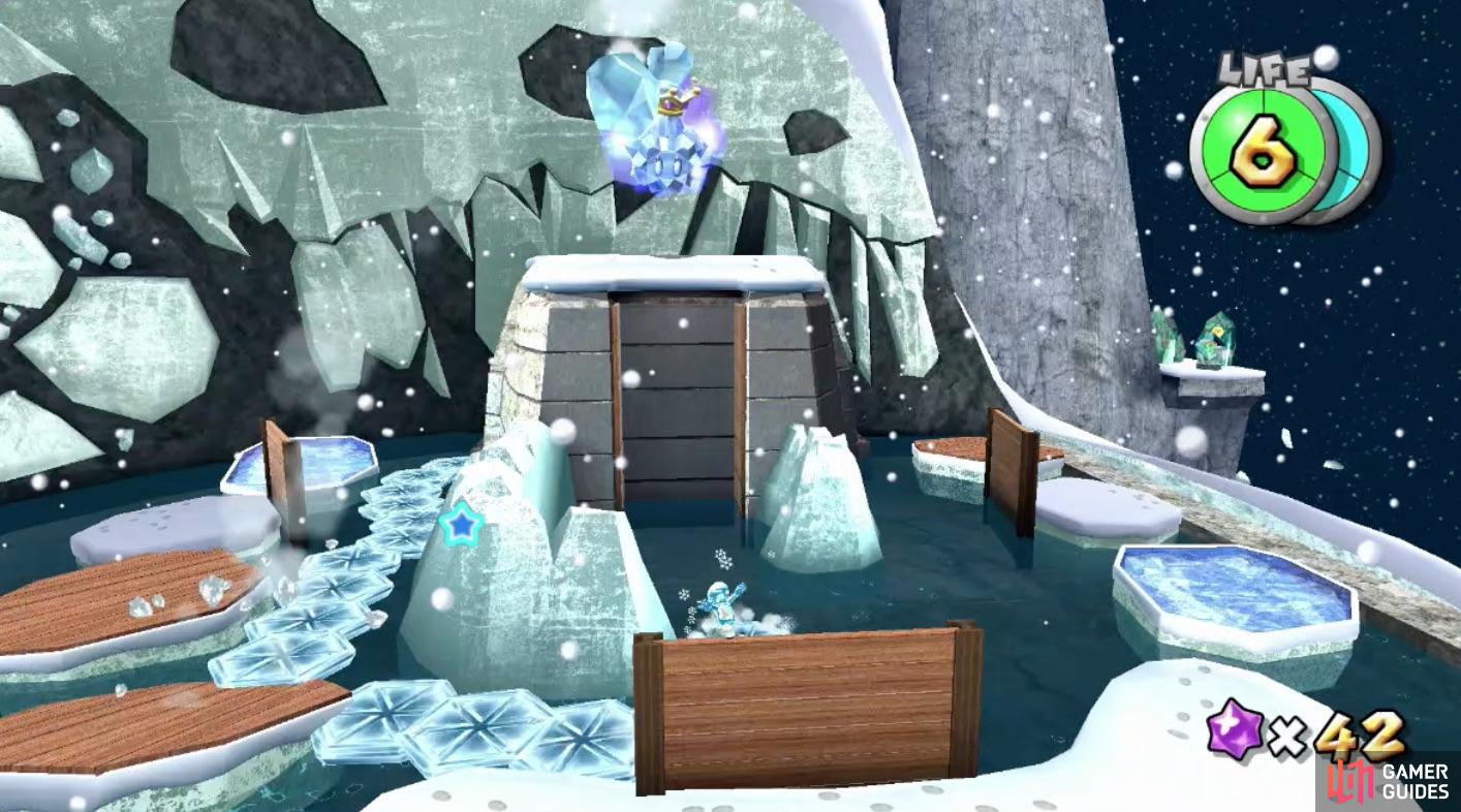 The Ice Flower is hidden within the back left of Baron Brrr’s platform. Use it to reach him and get up close!