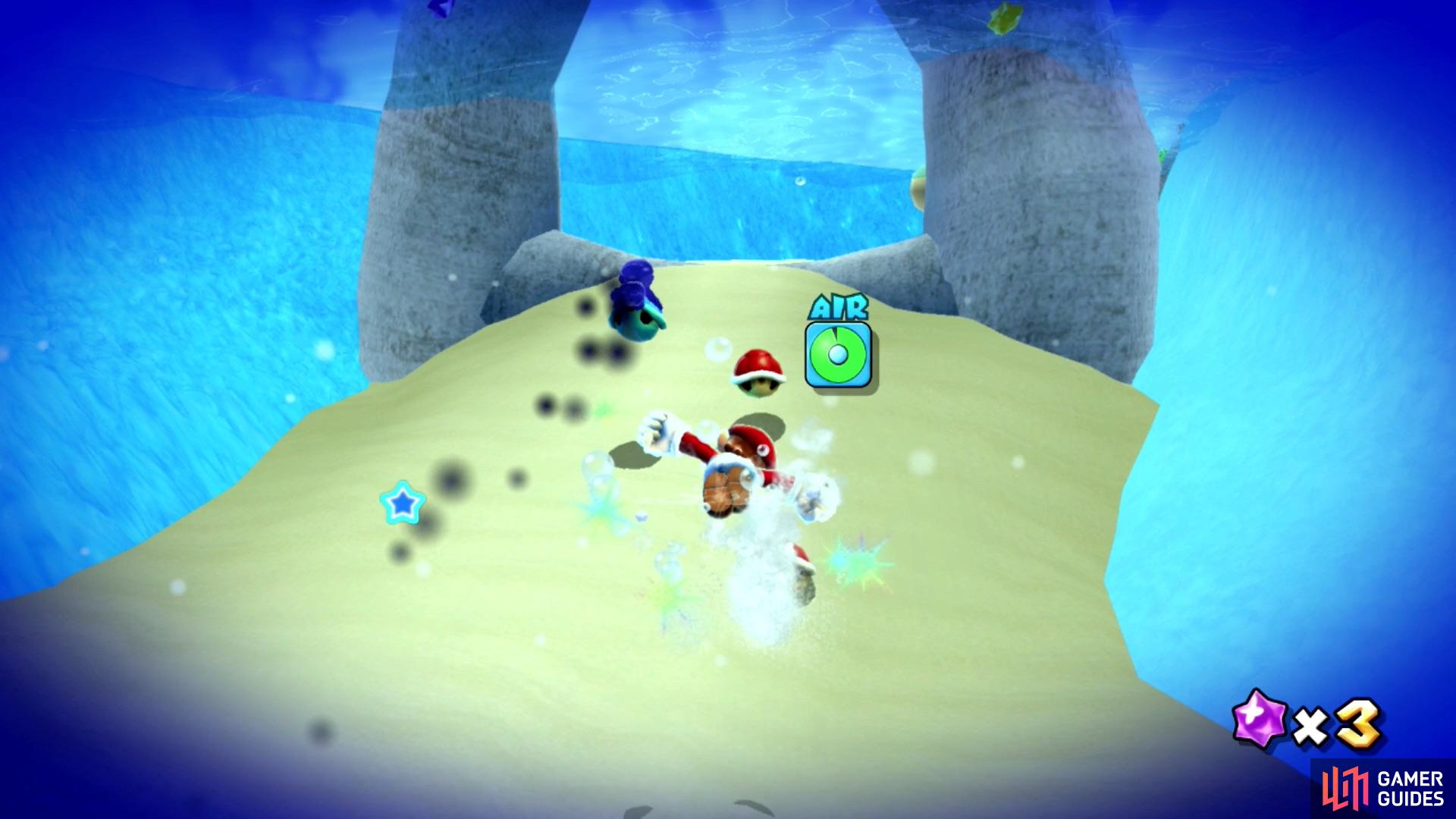Cosmic Mario will materialize a shell and cannot be hit by thrown Red Shells.