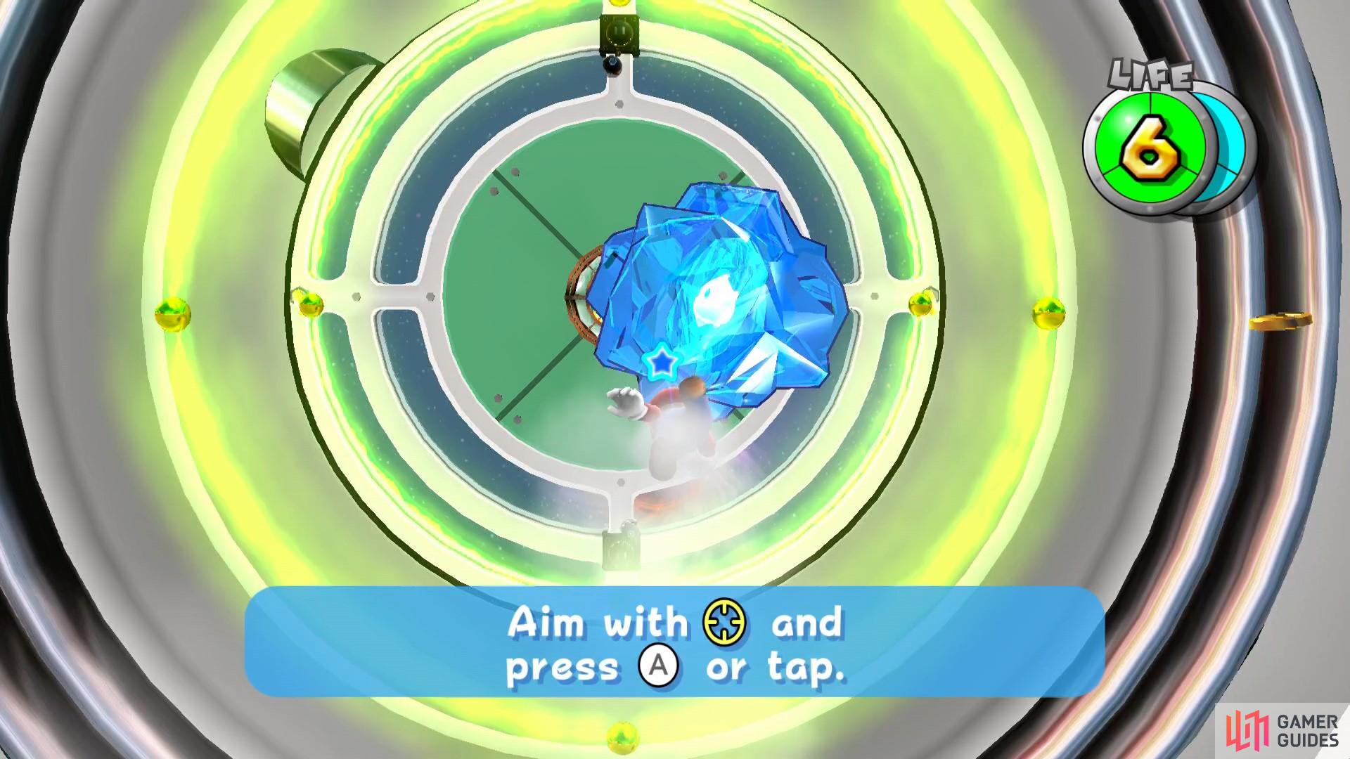 You’ll need to use the cannons at least twice to completely break the crystal and free the Luma.