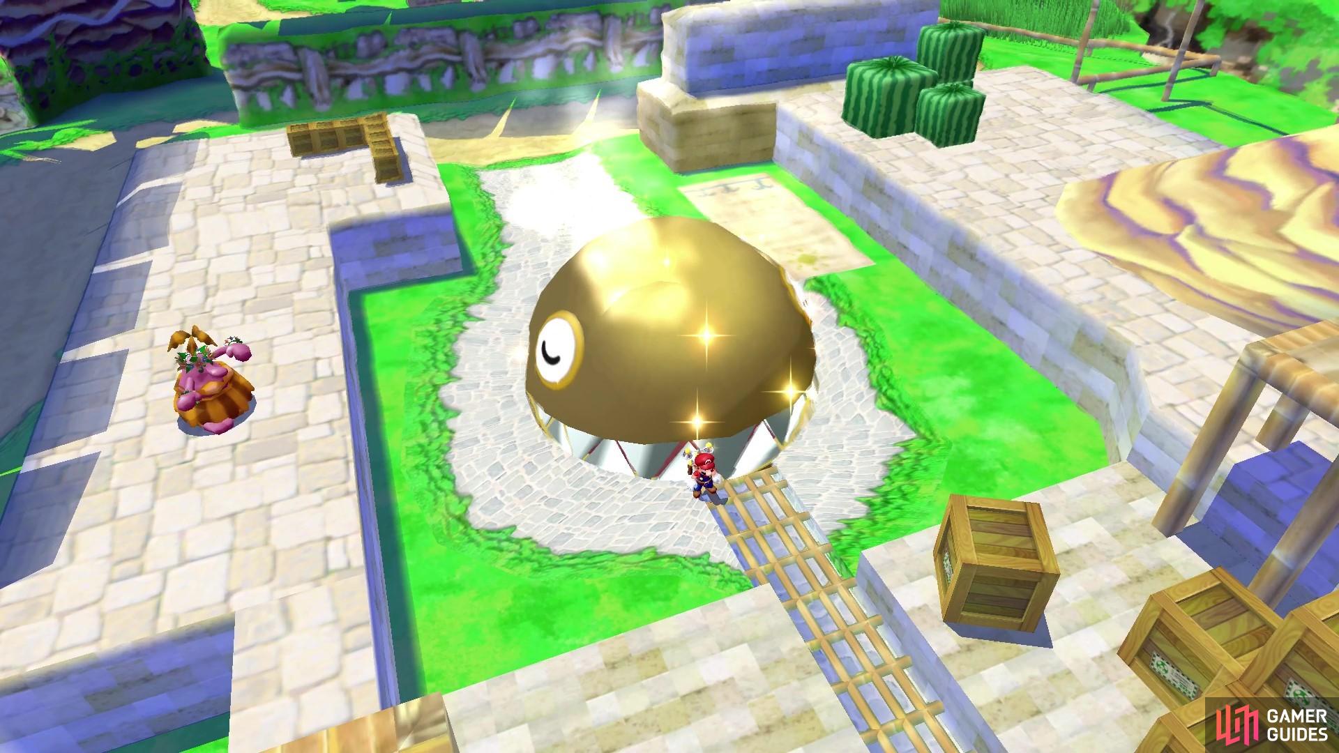 The Chain Chomp will be shiny and golden once he’s had his bath!