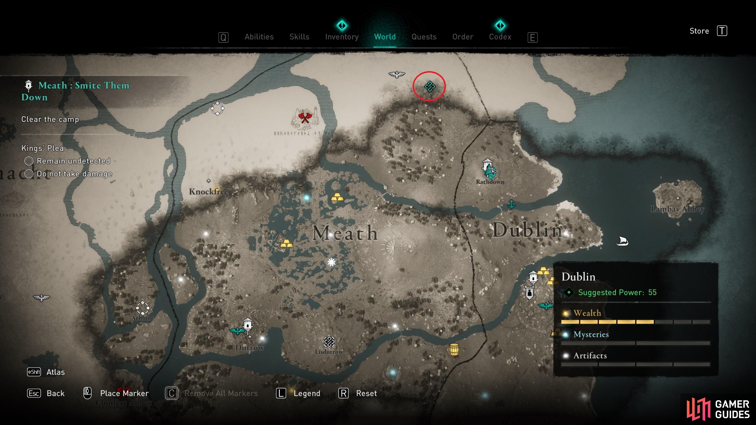 AC Valhalla: Wrath of the Druids -- Ireland world map and points of interest