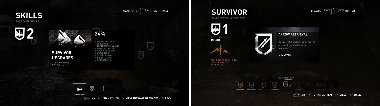These skills not only help Lara survivor, but also help with ammo retrieval.