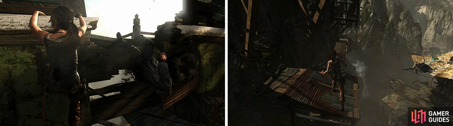 Cross the bridge with Roth’s help and then escape over the collapsing buildings.