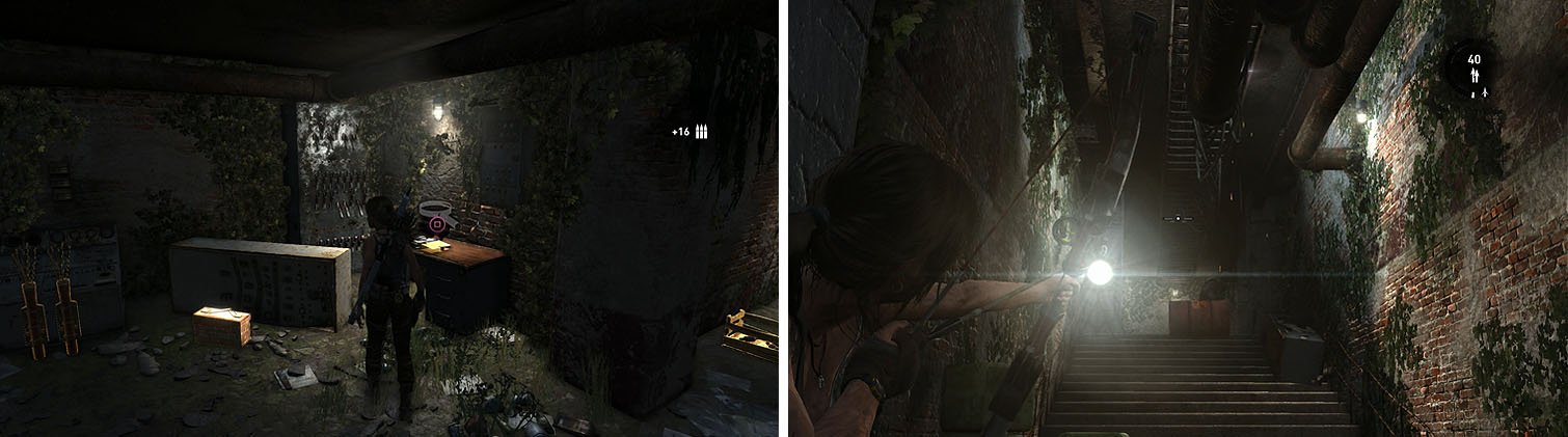 Collect the document at the back of the room before entering the hall, quickly shooting the explosive barrel before it reaches Lara.