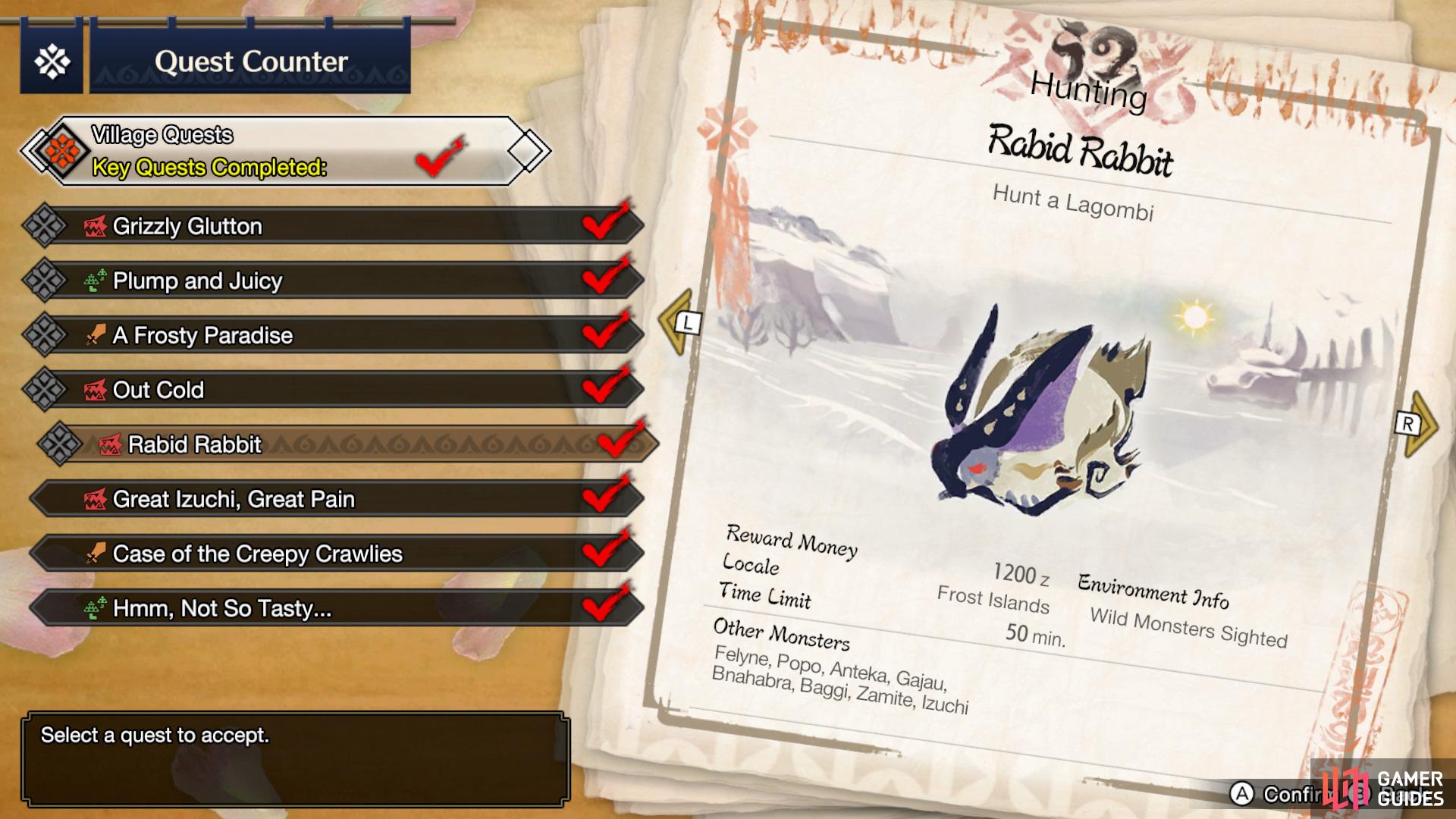The Rabid Rabbit quest becomes available when you reach 2* Village Quests.