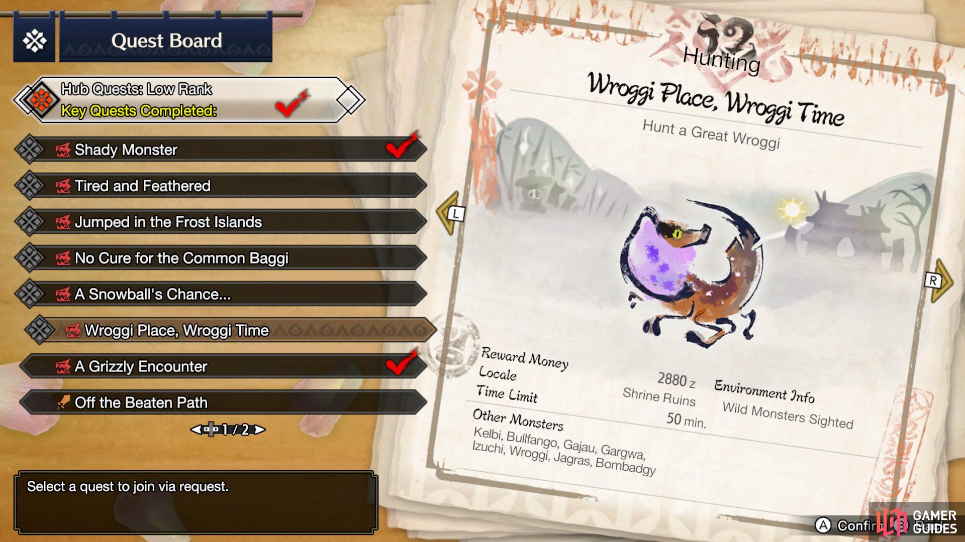 The Wroggi Place, Wroggi Time Quest becomes available when you reach 1* Hub Quests.