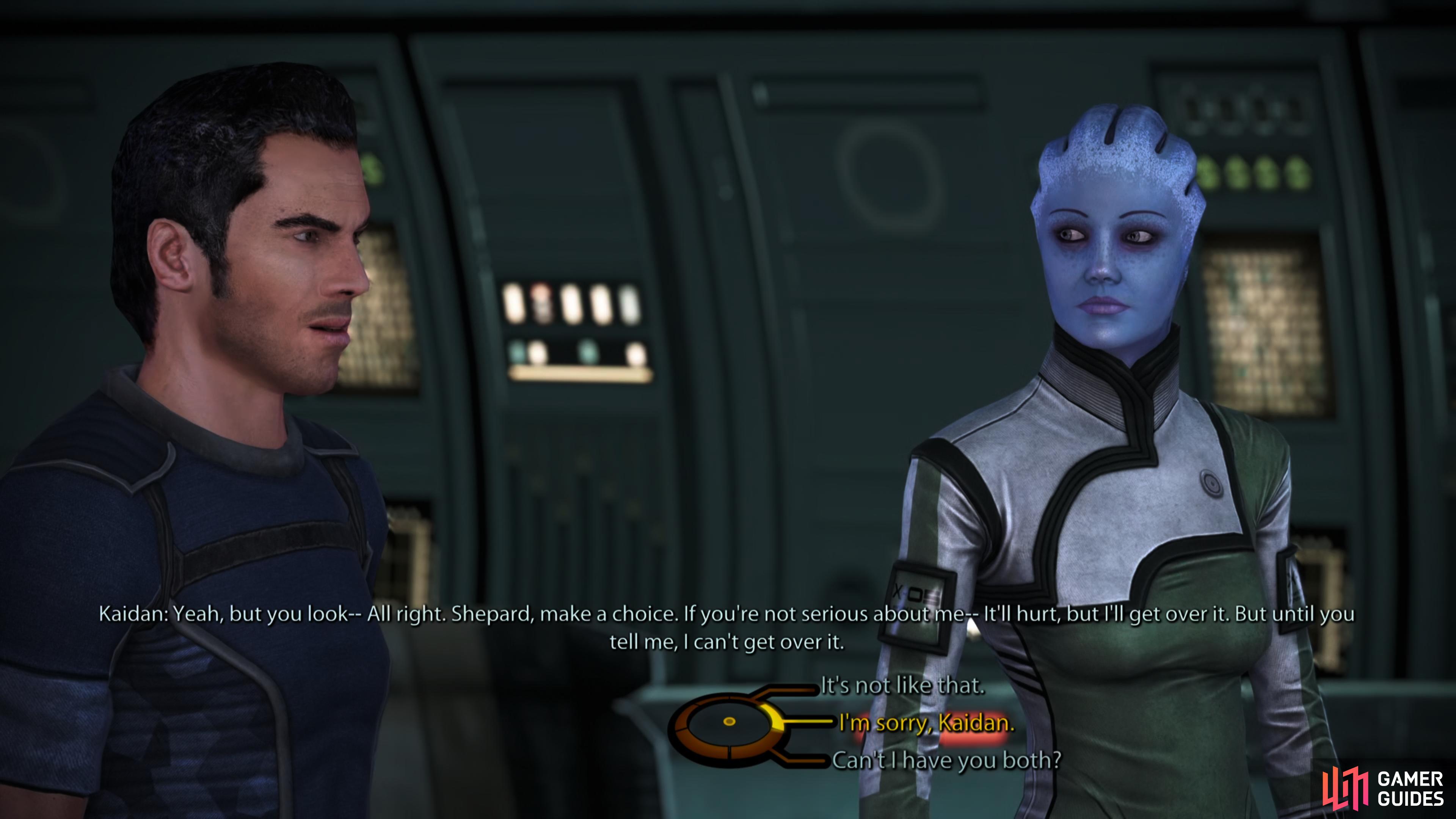 If you’ve been flirting with more than one companion, you’ll have to cut one loose after three core missions.