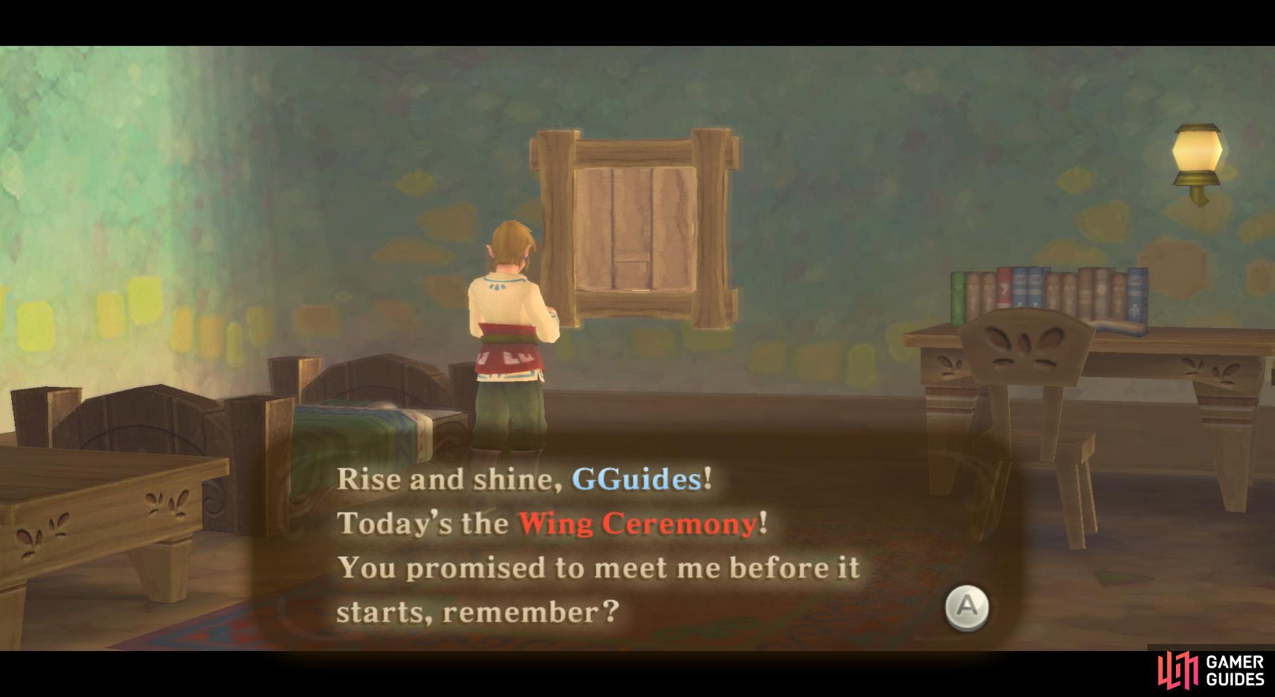 Its a reminder to meet Zelda for the Wing Ceremony!