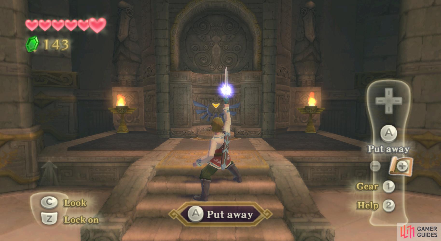 Point your Wiimote directly upwards to charge the Skyward Strike.