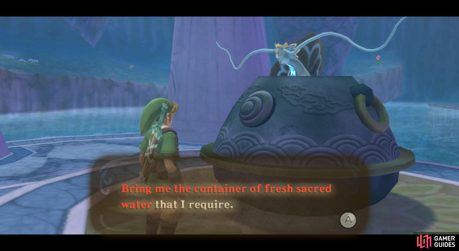Faron tests Link by asking for some Sacred Water.