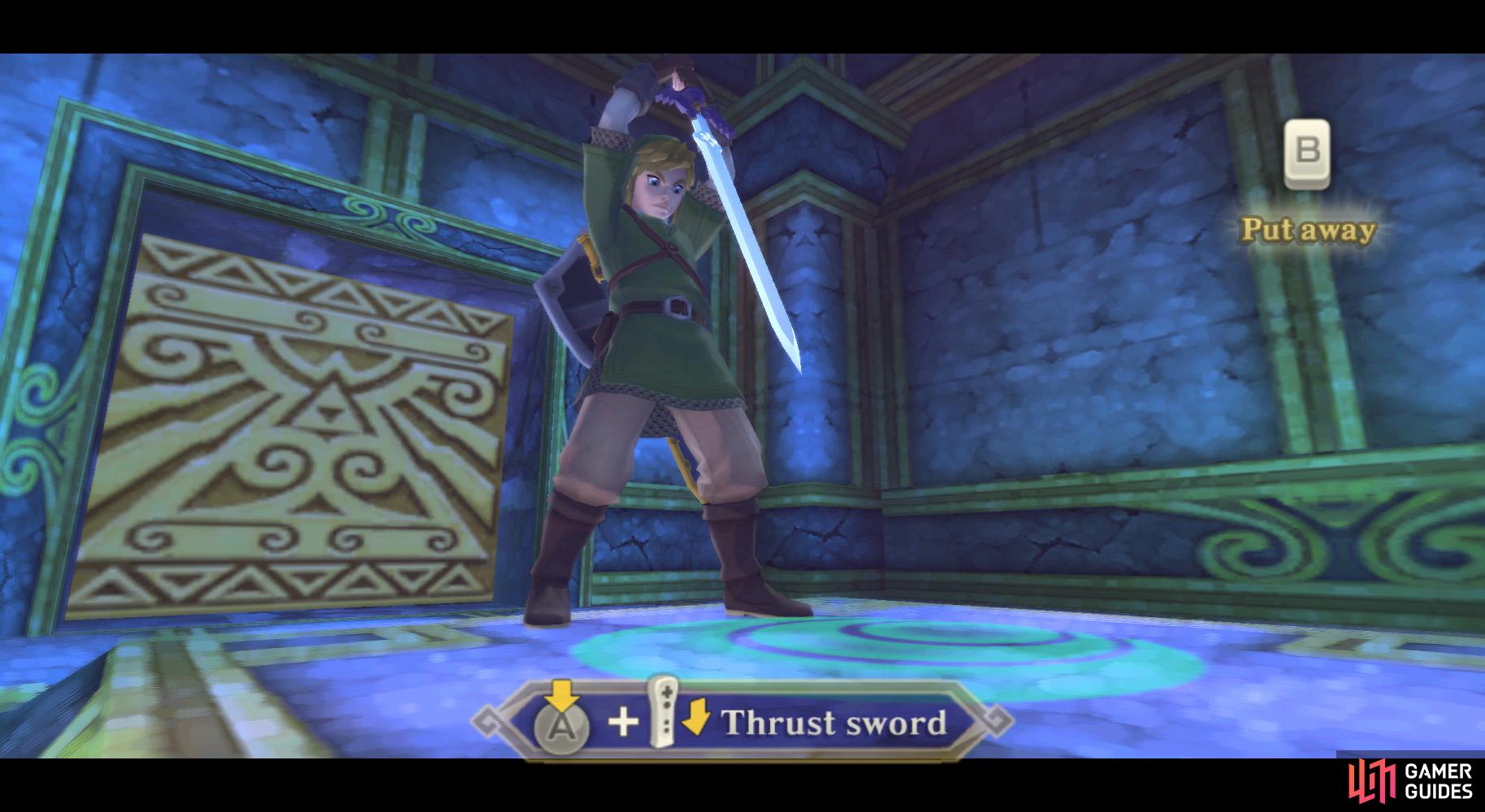 Thrust your sword into the mark of Farore on the ground.