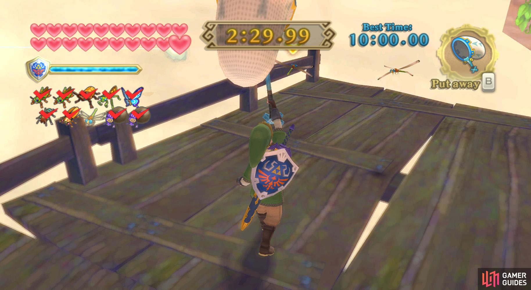 10. Finally, approach the end of the boardwalk for two Gerudo Dragonflies (you only need one).