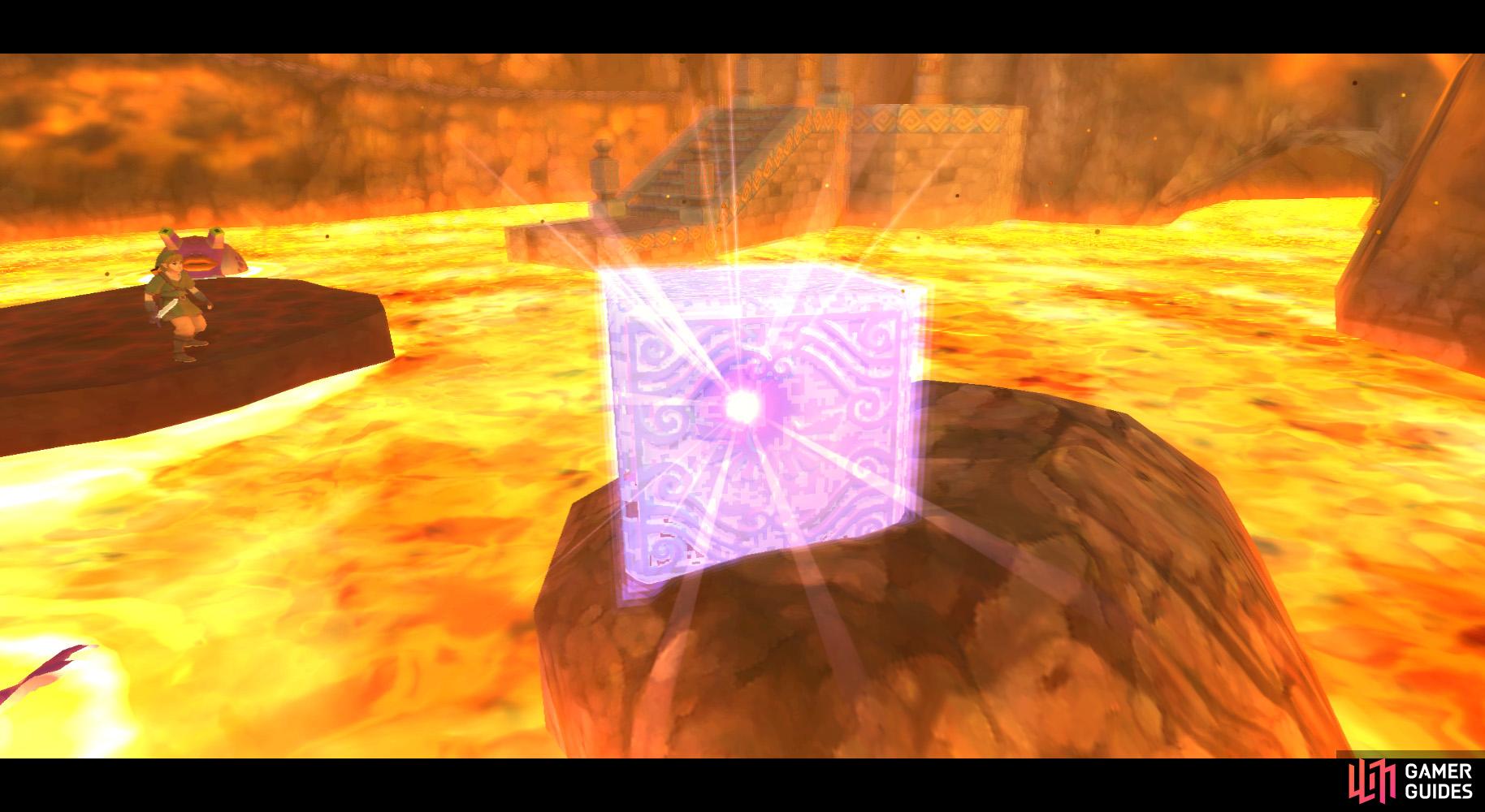 Then aim it at the Goddess Cube as you travel near it.