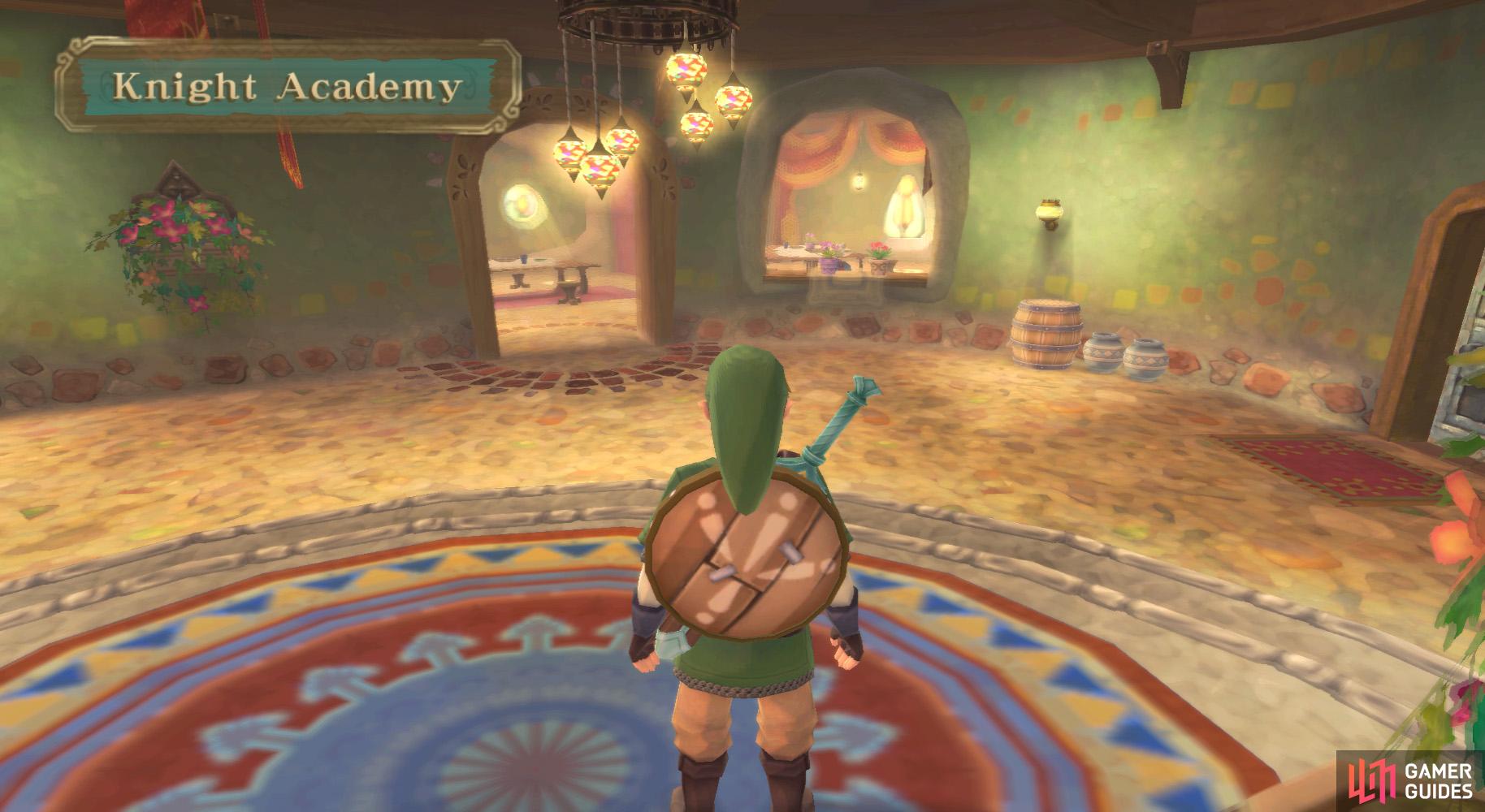 Youll begin the game inside the Knight Academy.