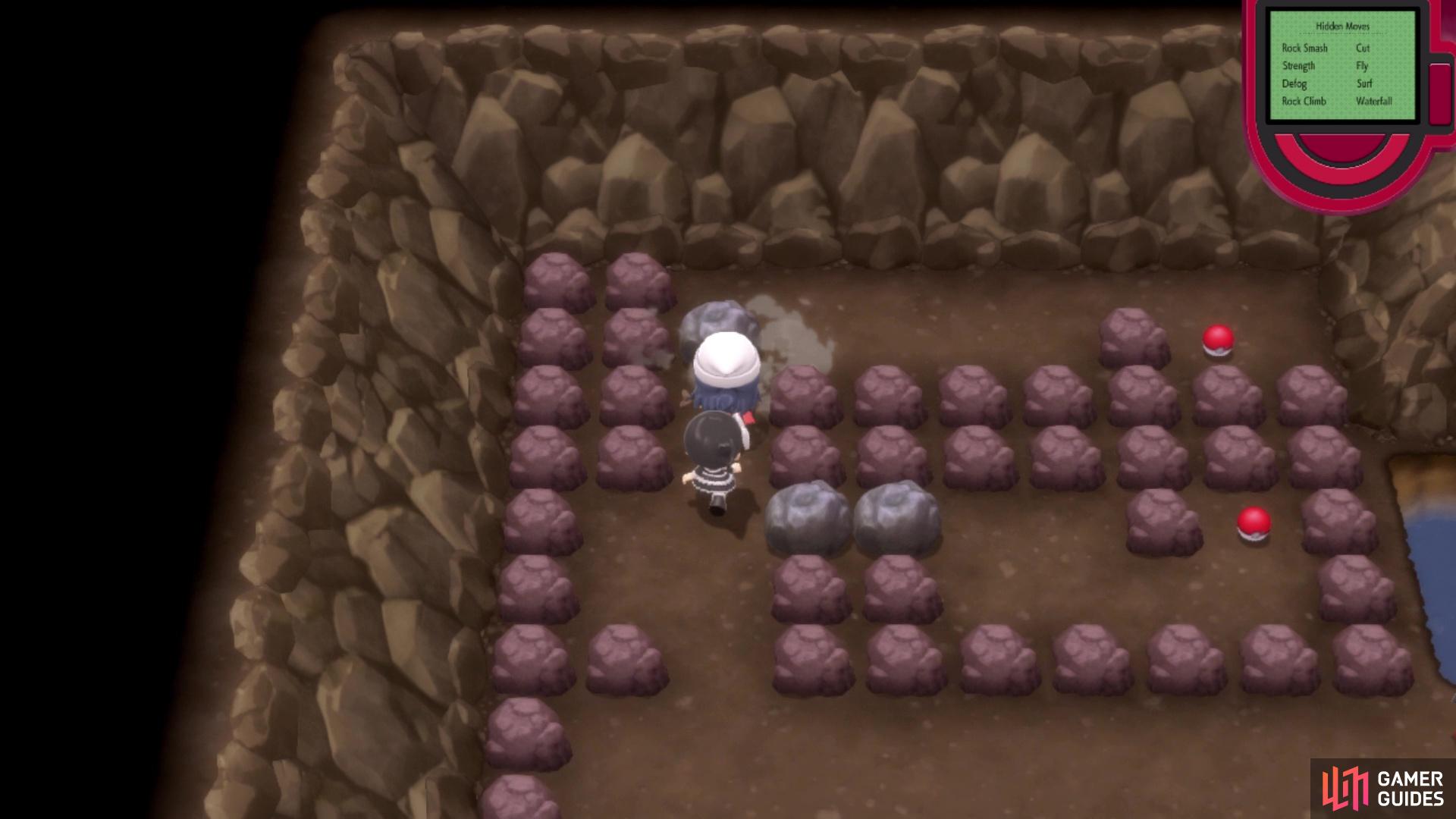 The dusk stone is in the Poké ball in the top right corner.