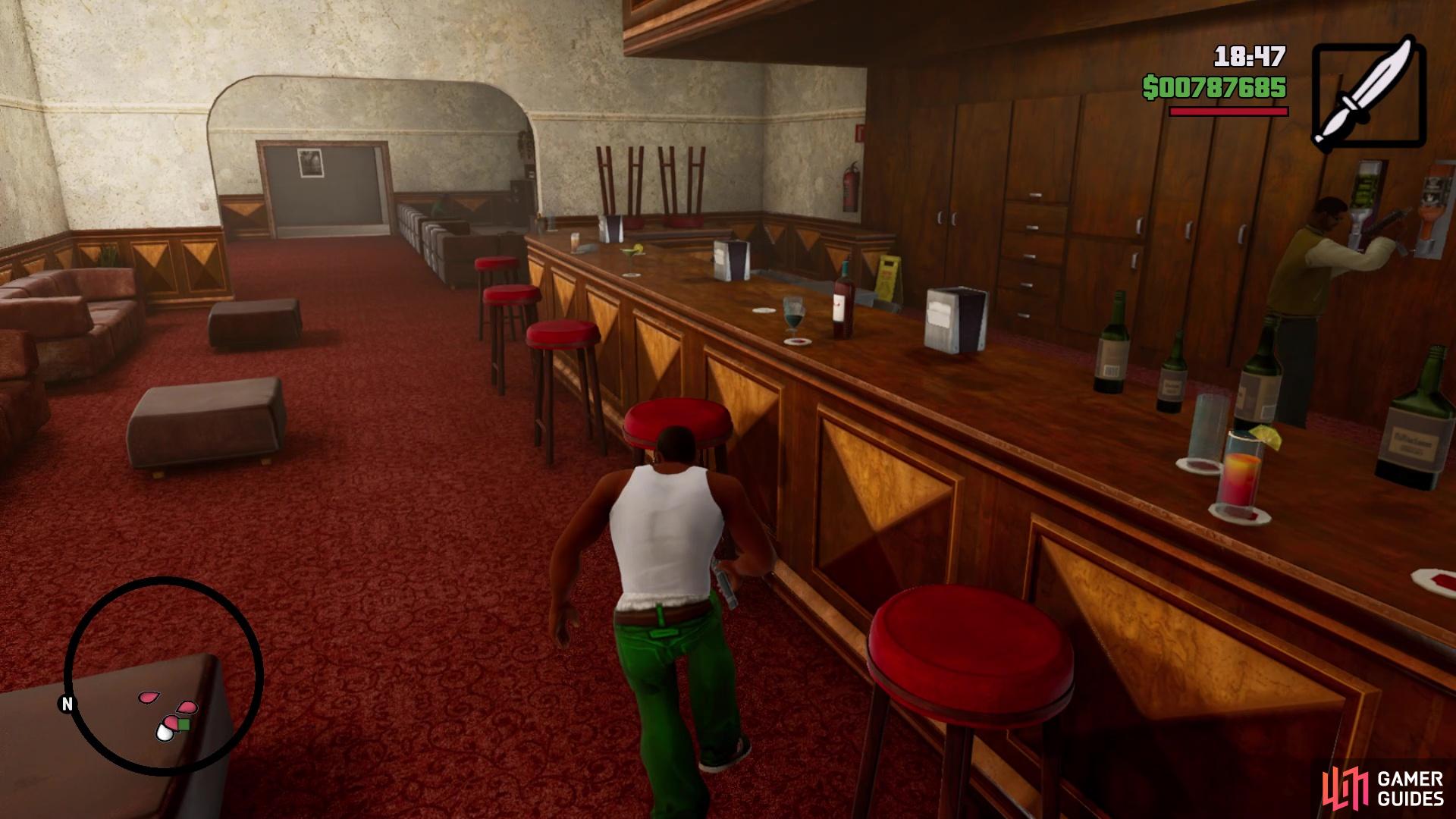Its better to just sneak past the enemies in the bar area