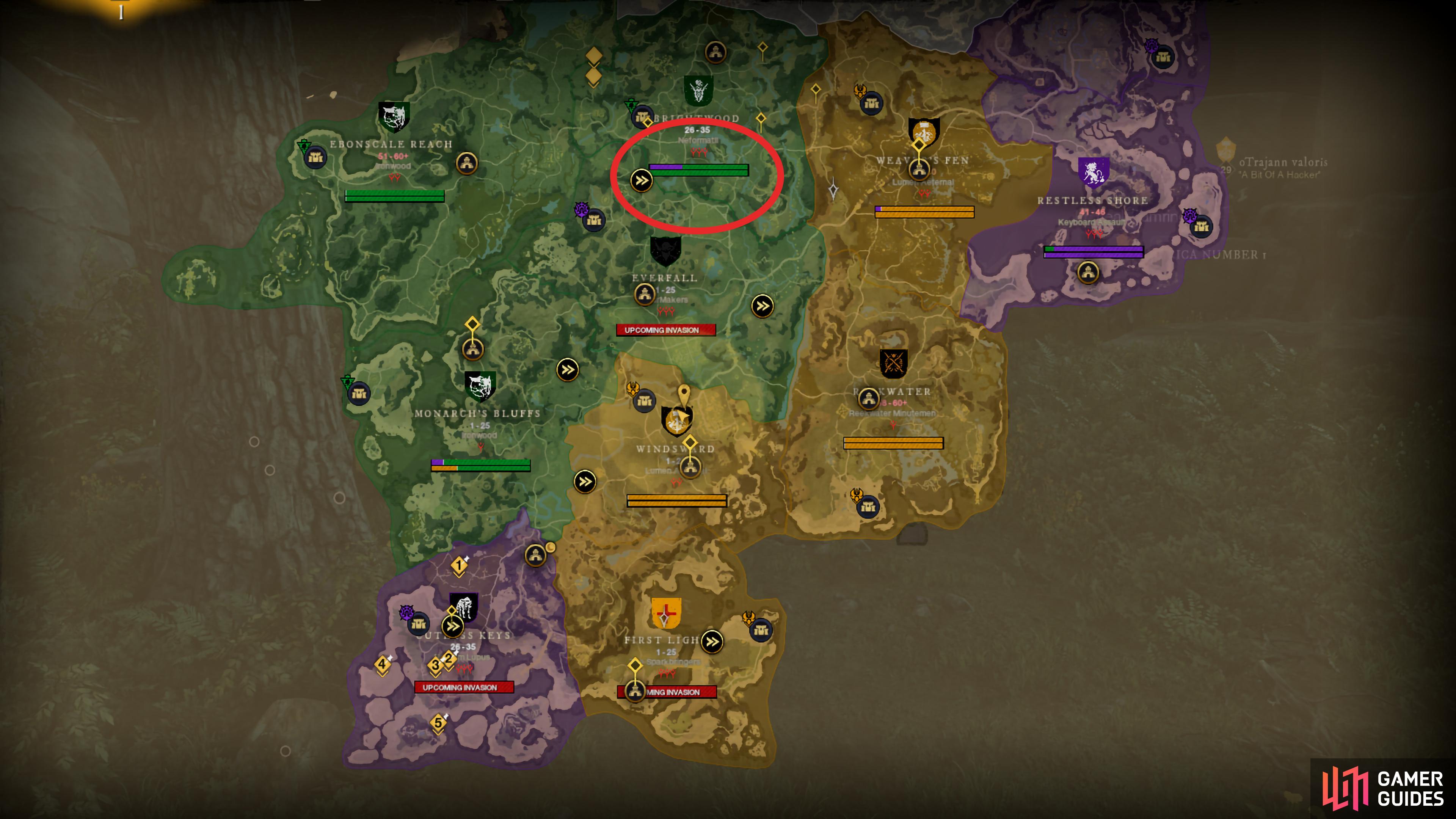 You can find your factions Influence in a territory by opening up the World Map and zooming out.