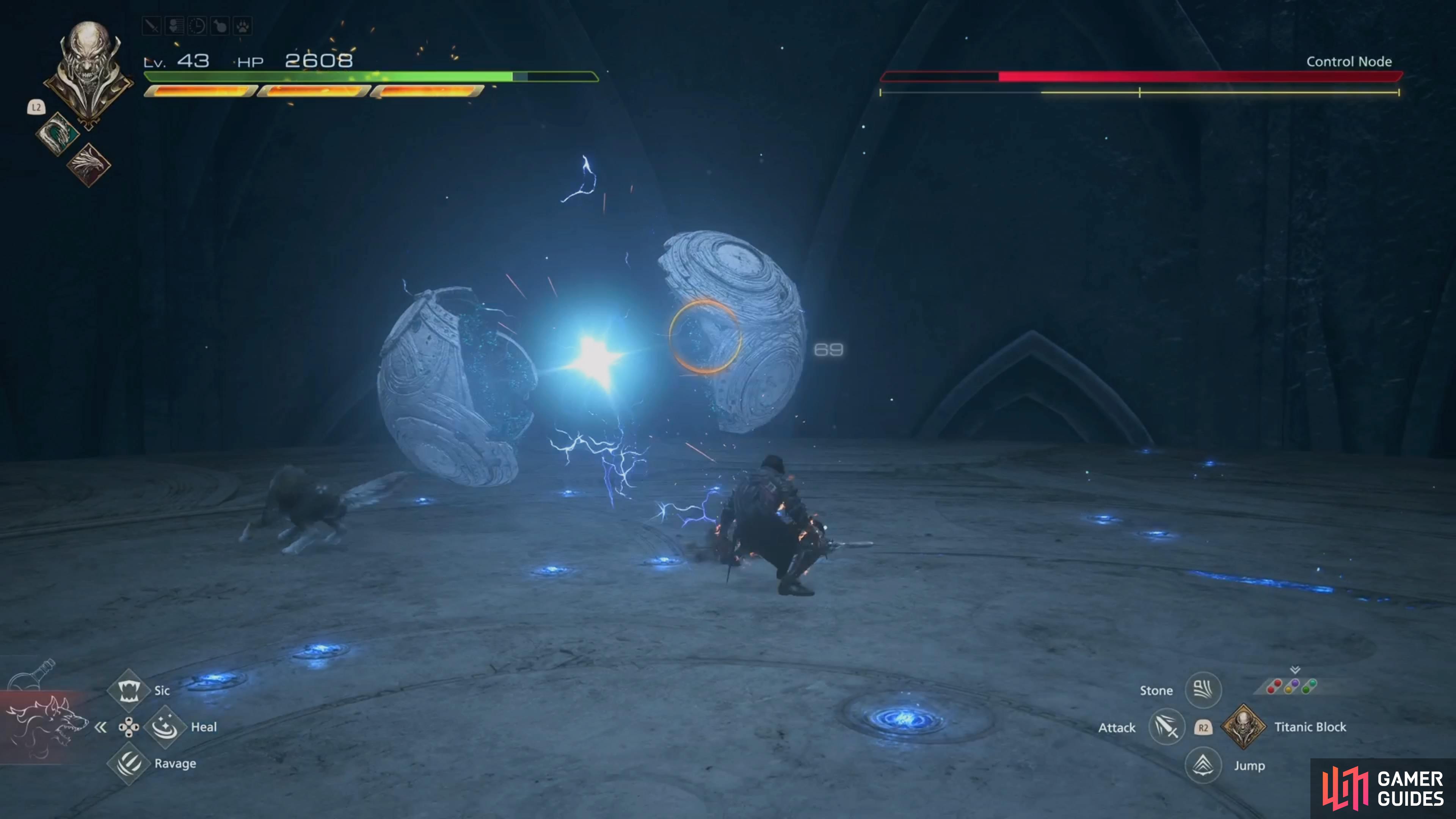 The boss will separate to try and attack you with its one melee strike.