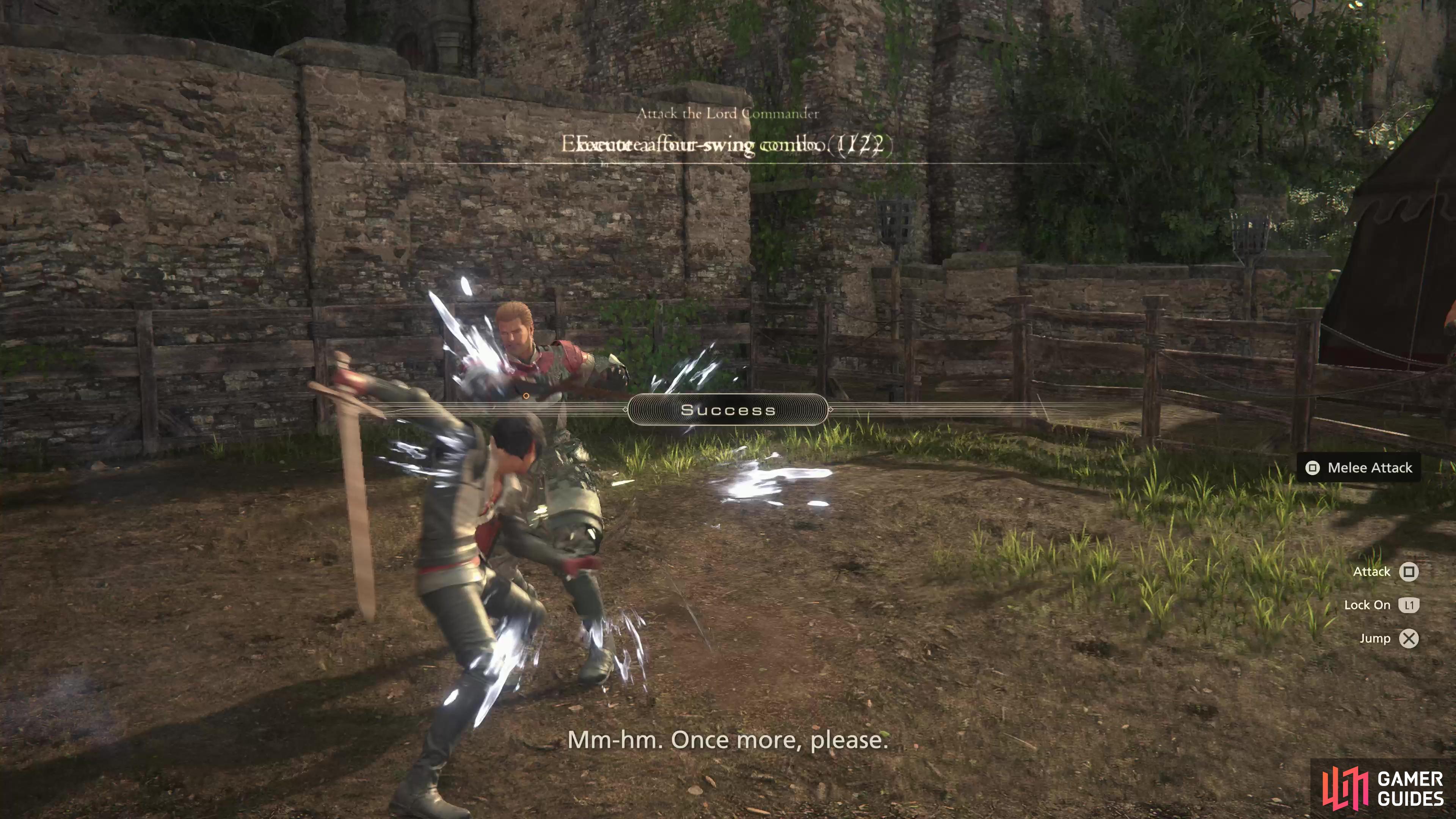 Start out the combat tutorial by performing two four-hit melee combos.