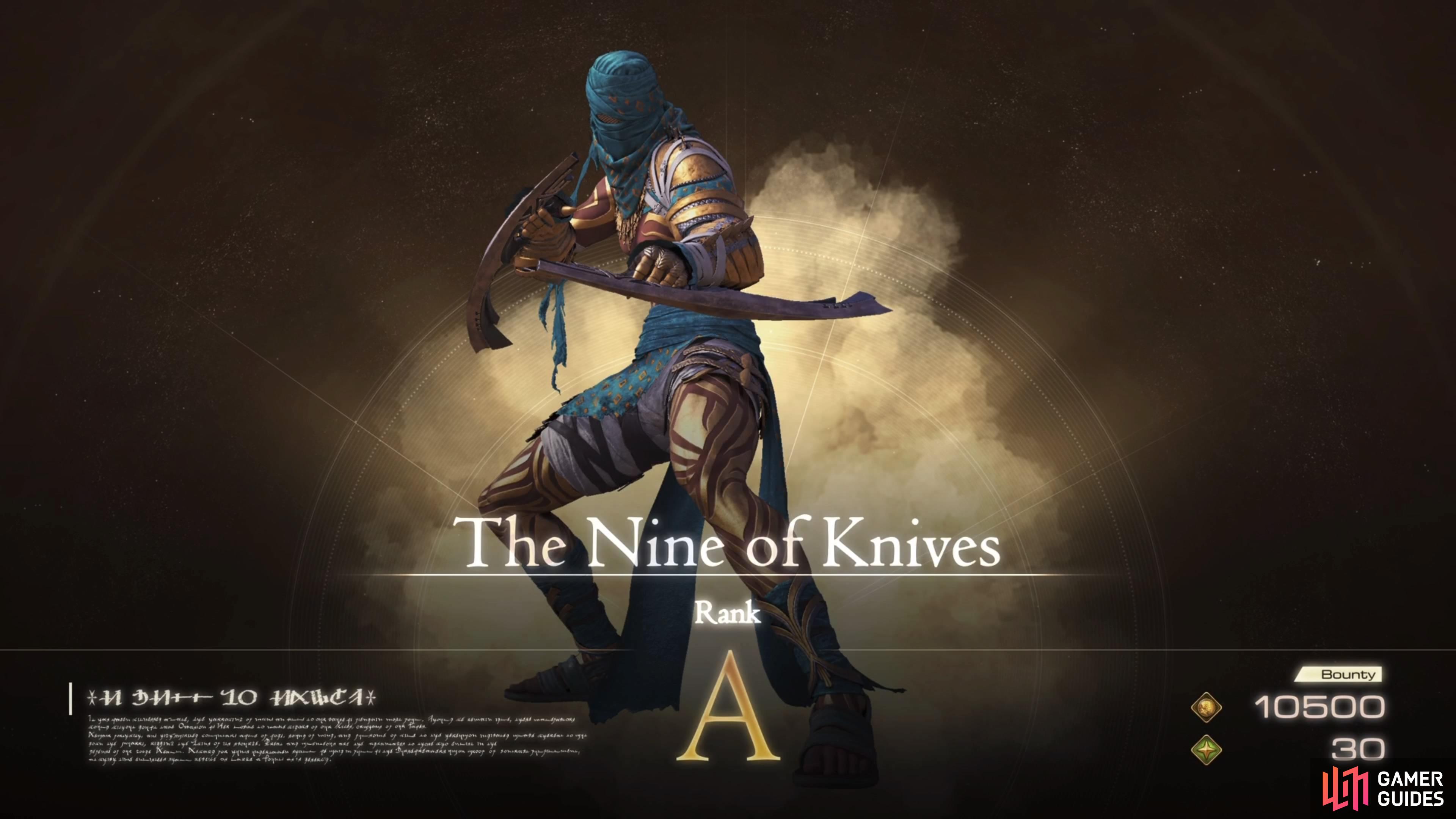 The Nine of Knives will be the second A-Rank hunt you encounter in the game.