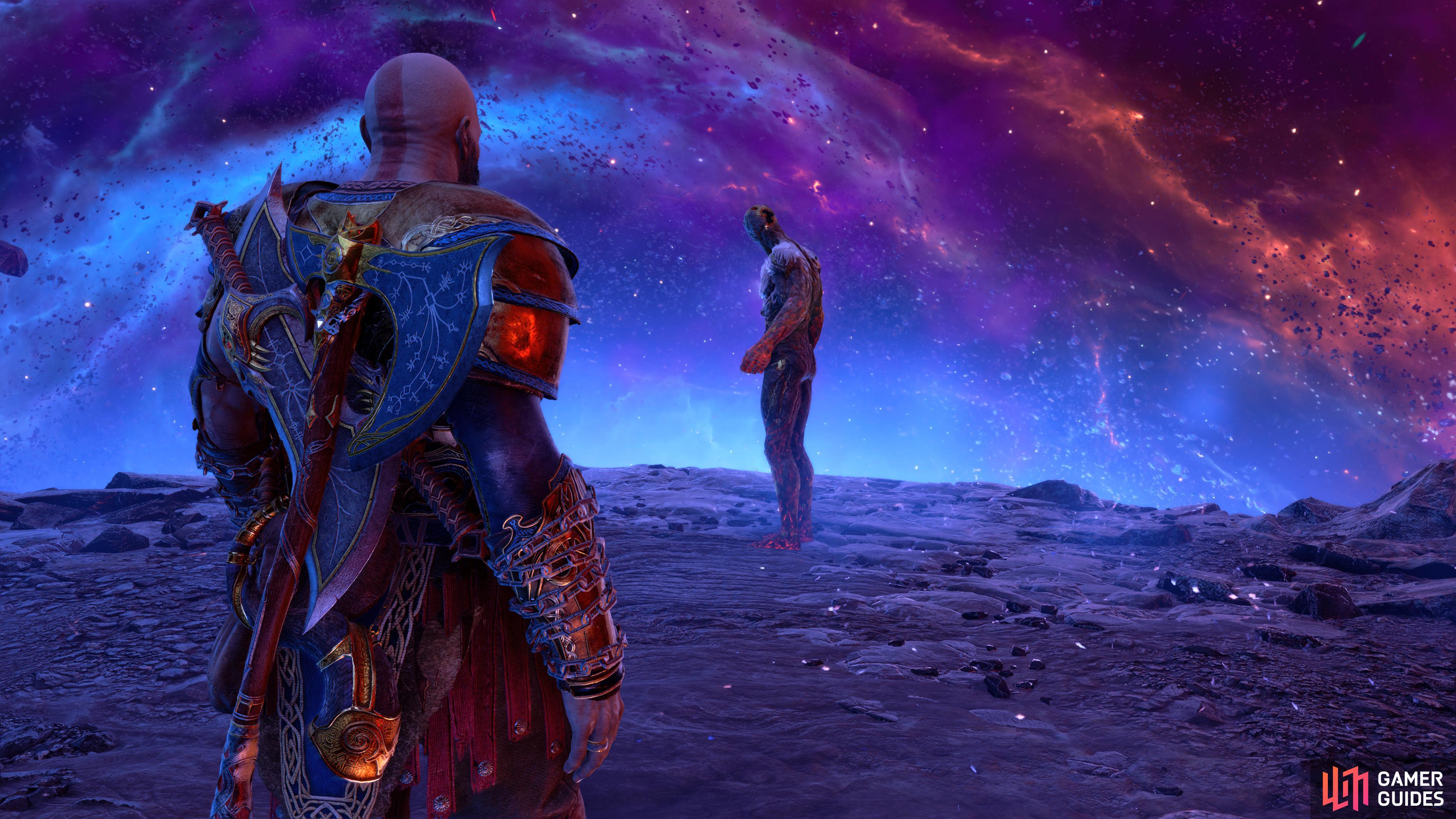 Kratos and Surtr, New Game Plus, God of War Ragnarok.