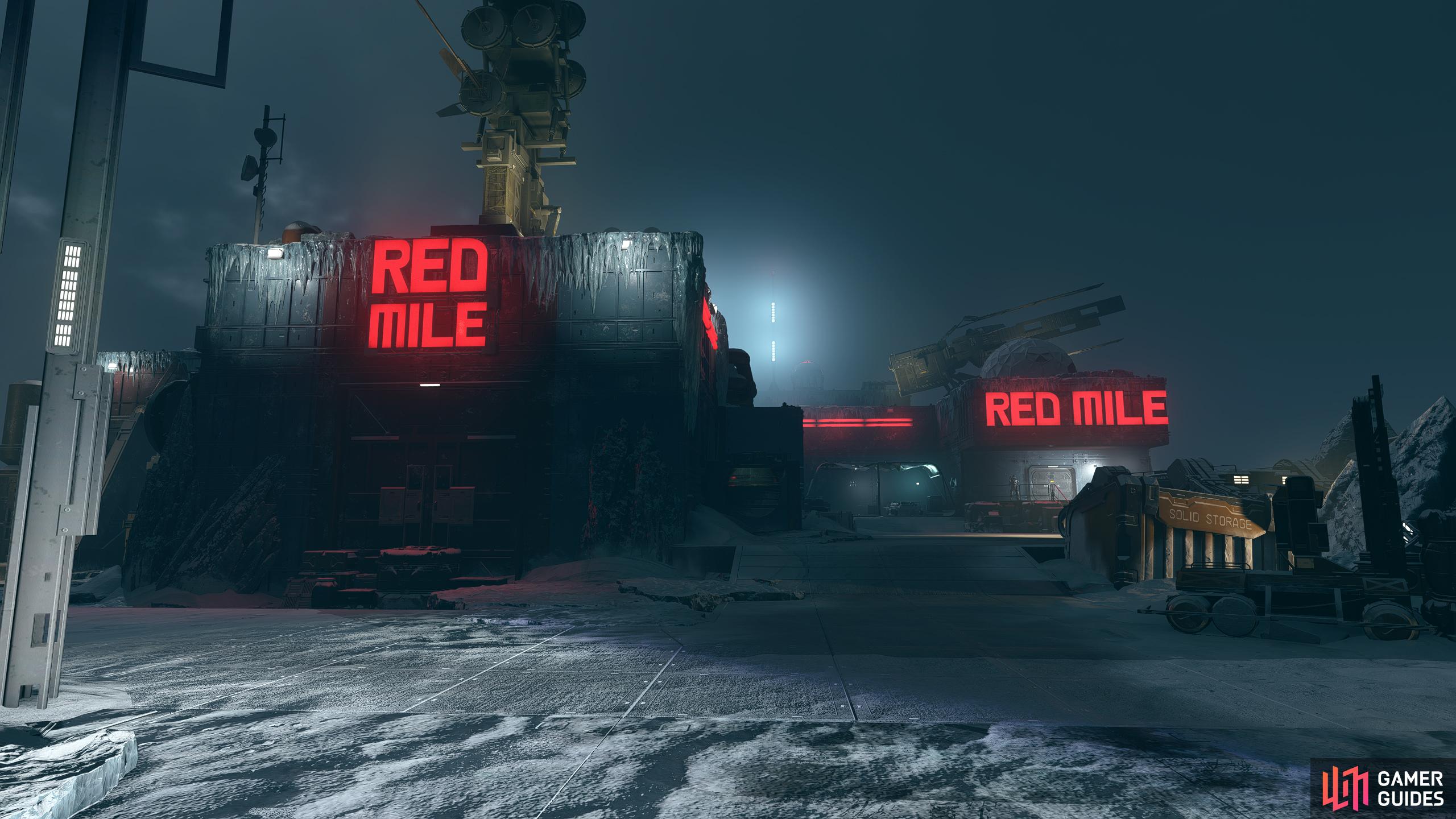 The Red Mile is an Outpost on Porrima III, in the Porrima System. Run the Red Mile is a mission within it.