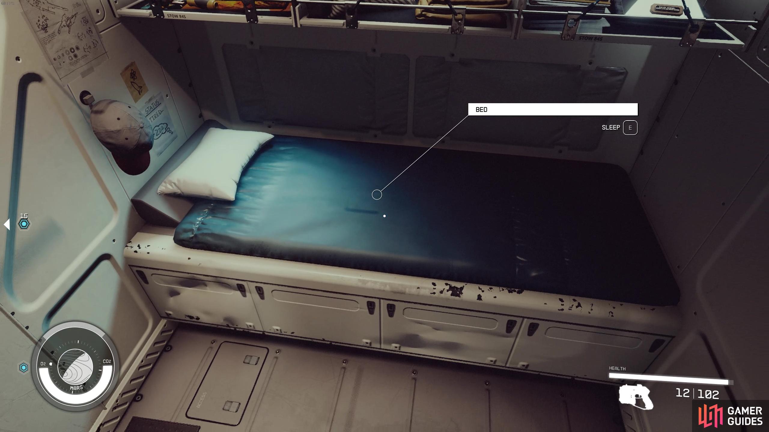 You can find a bed in your spaceship