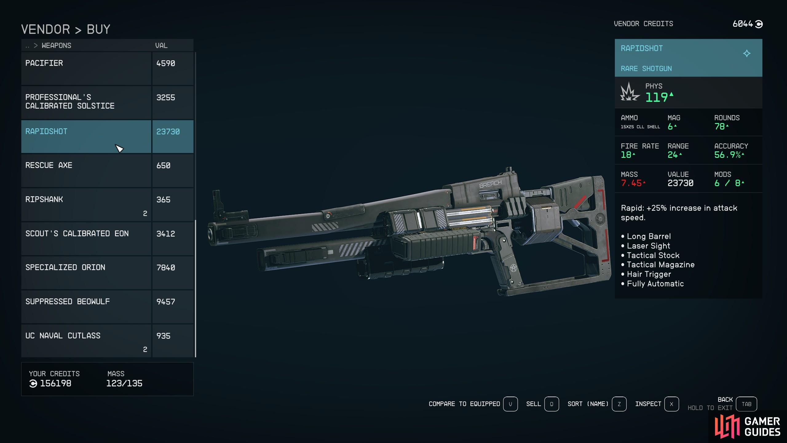The Rapid Shot's attack speed allows you to make work and deserves a spot on Starfield's best Shotgun weapons list.