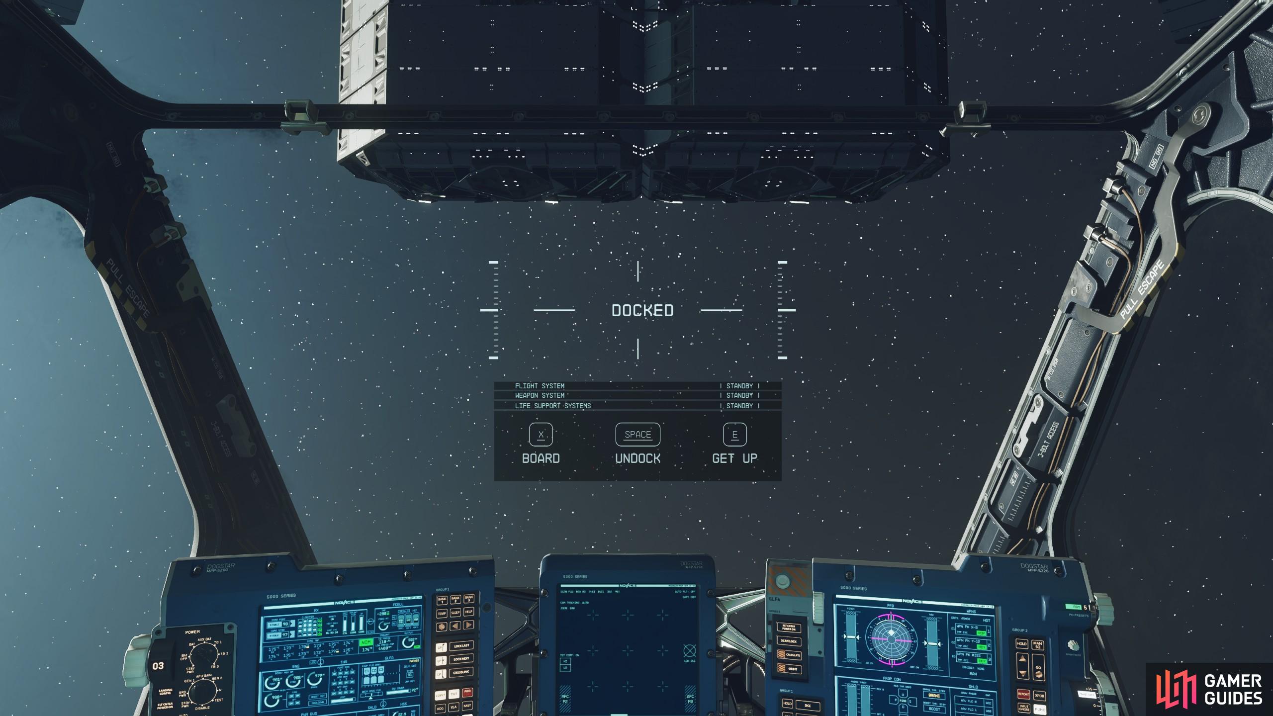 You'll know you're docked when you get this pop-up on your ship's HUD.