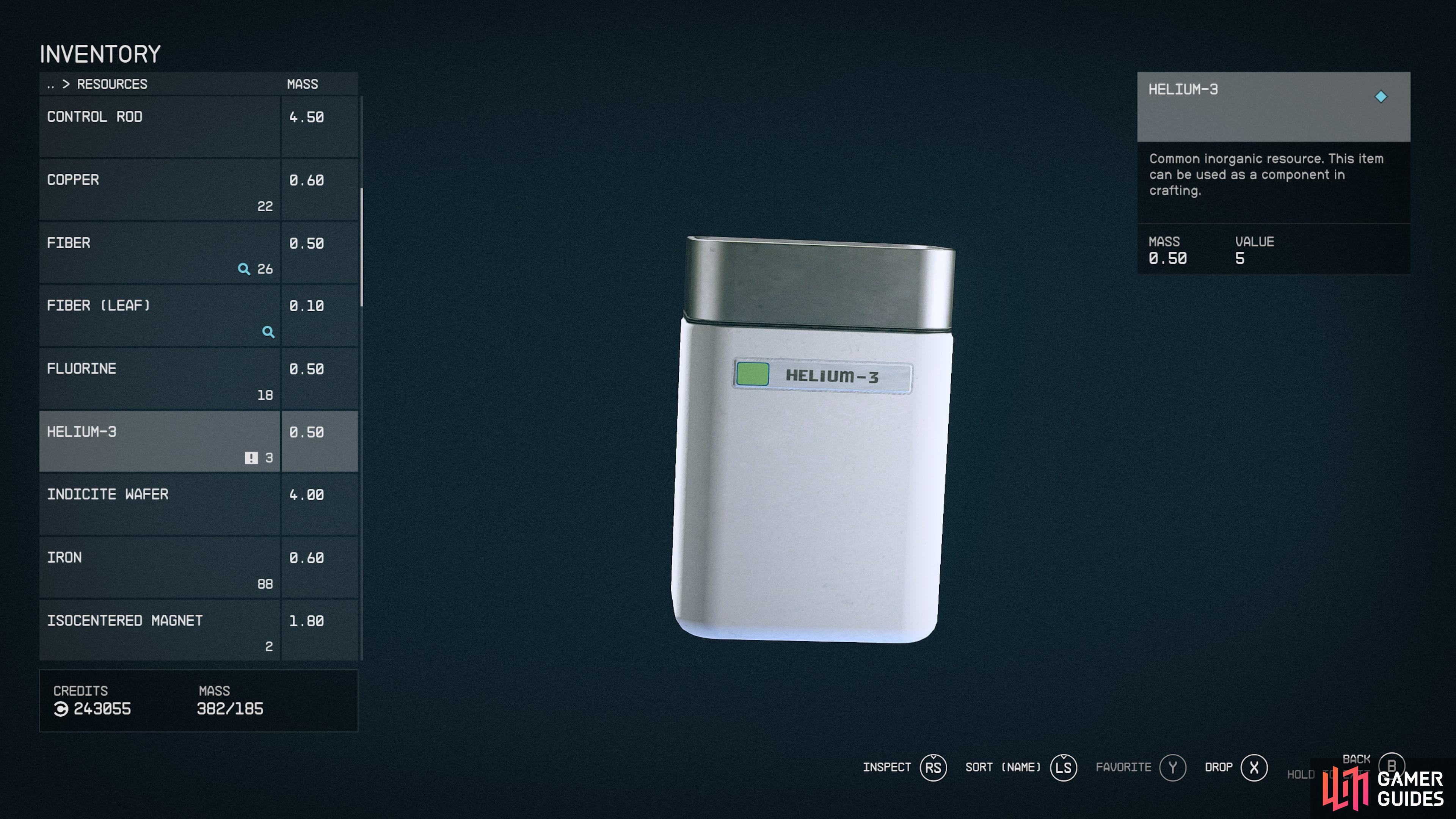 Helium-3 will be kept inside a container in your inventory.