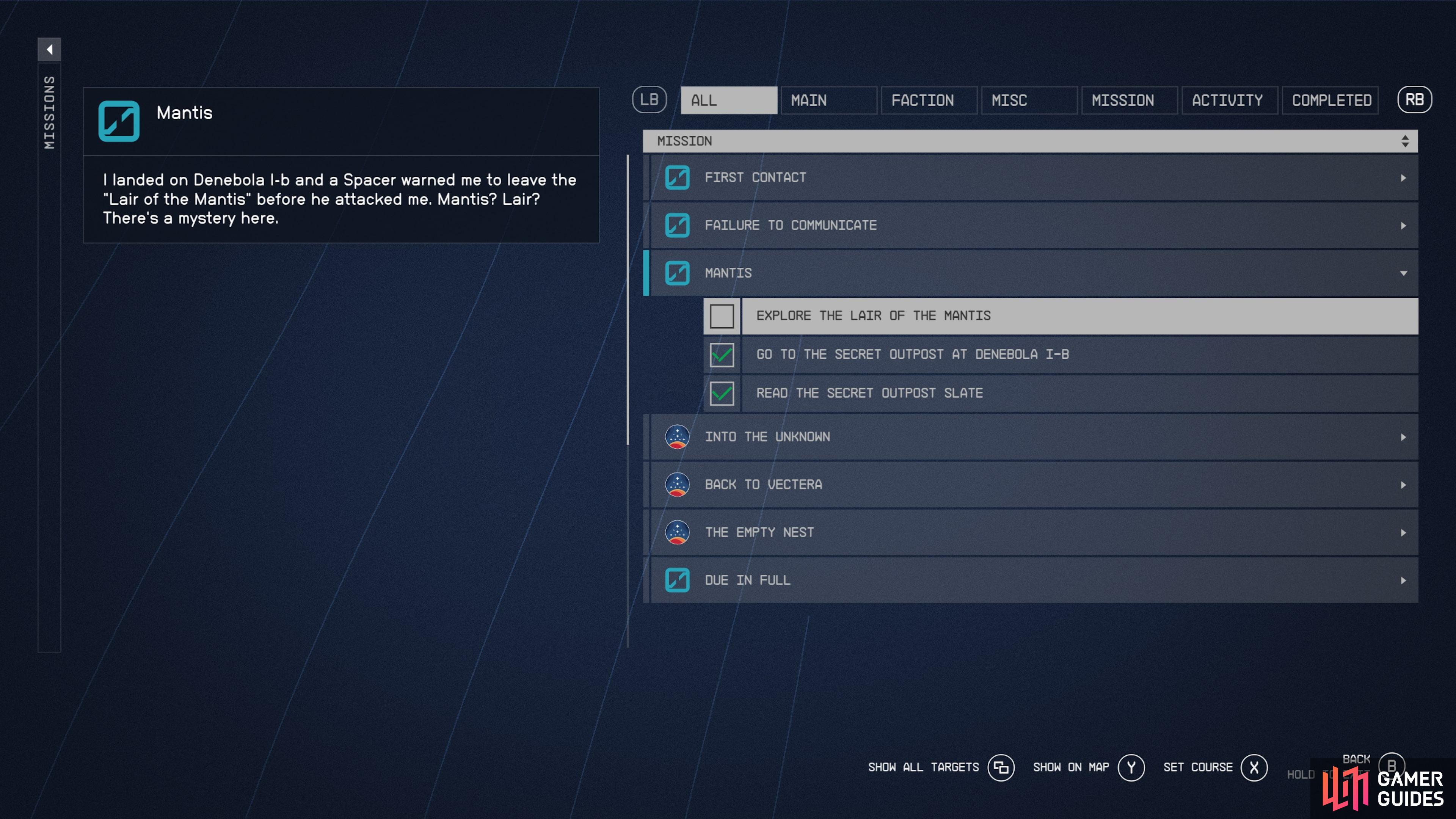 If you need more info you can check your mission log at any time.