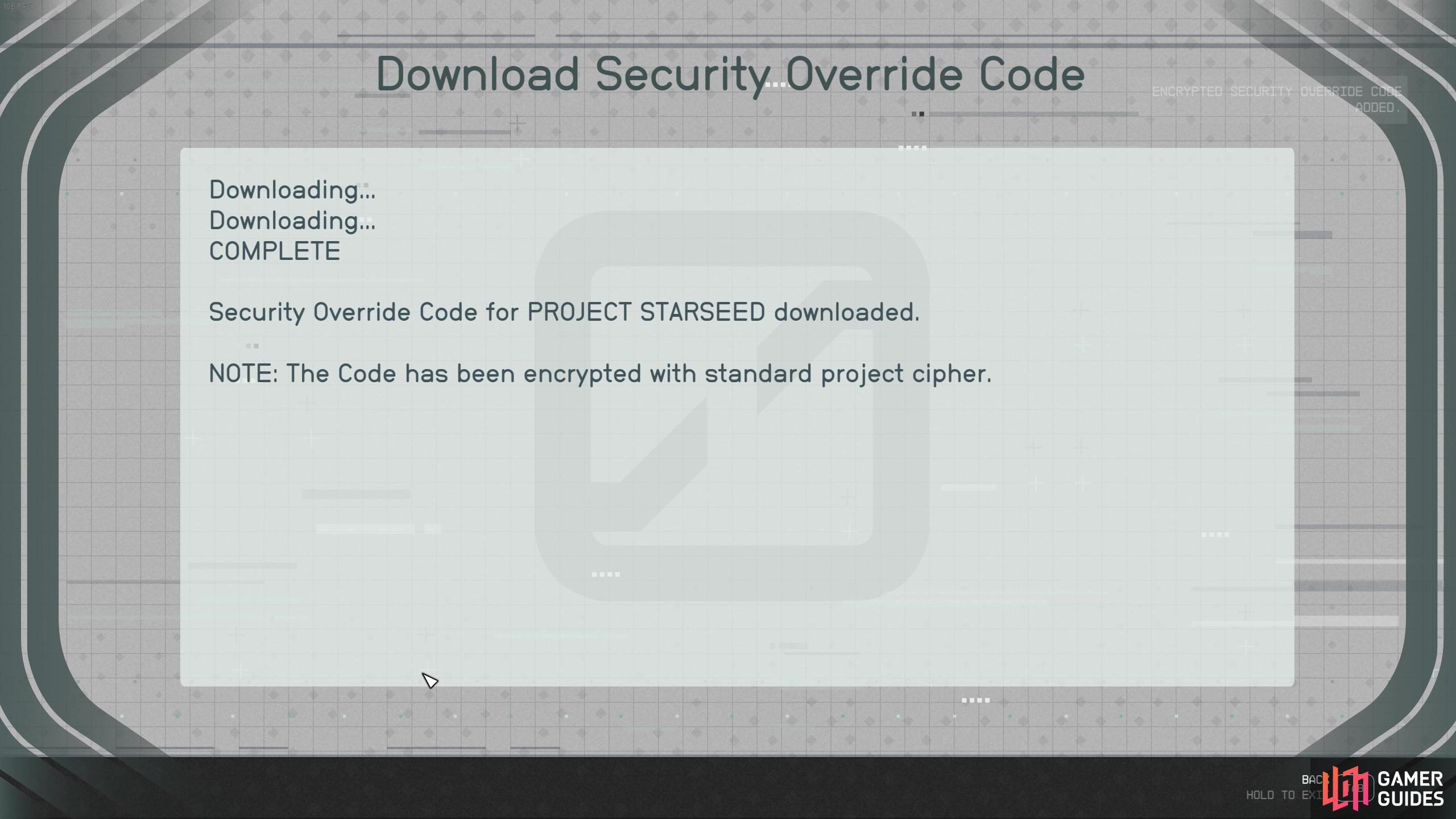 then download the Security Override Code.