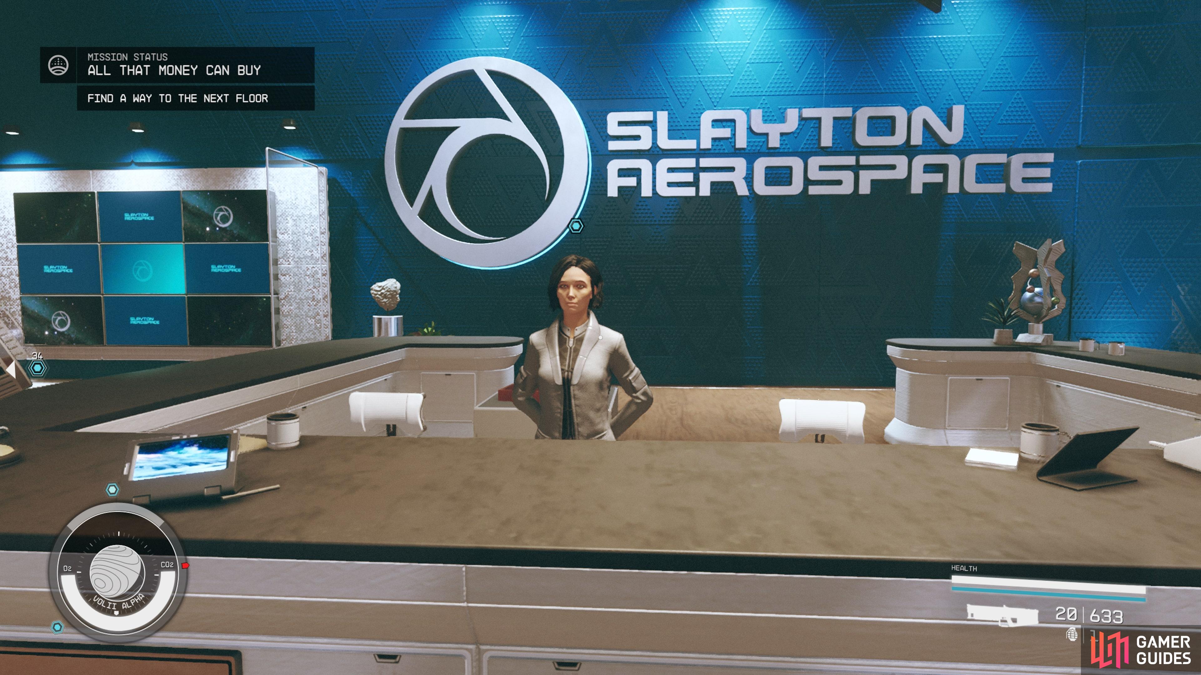 Head to Slayton Aerospace using the elevator marked by your quest marker.