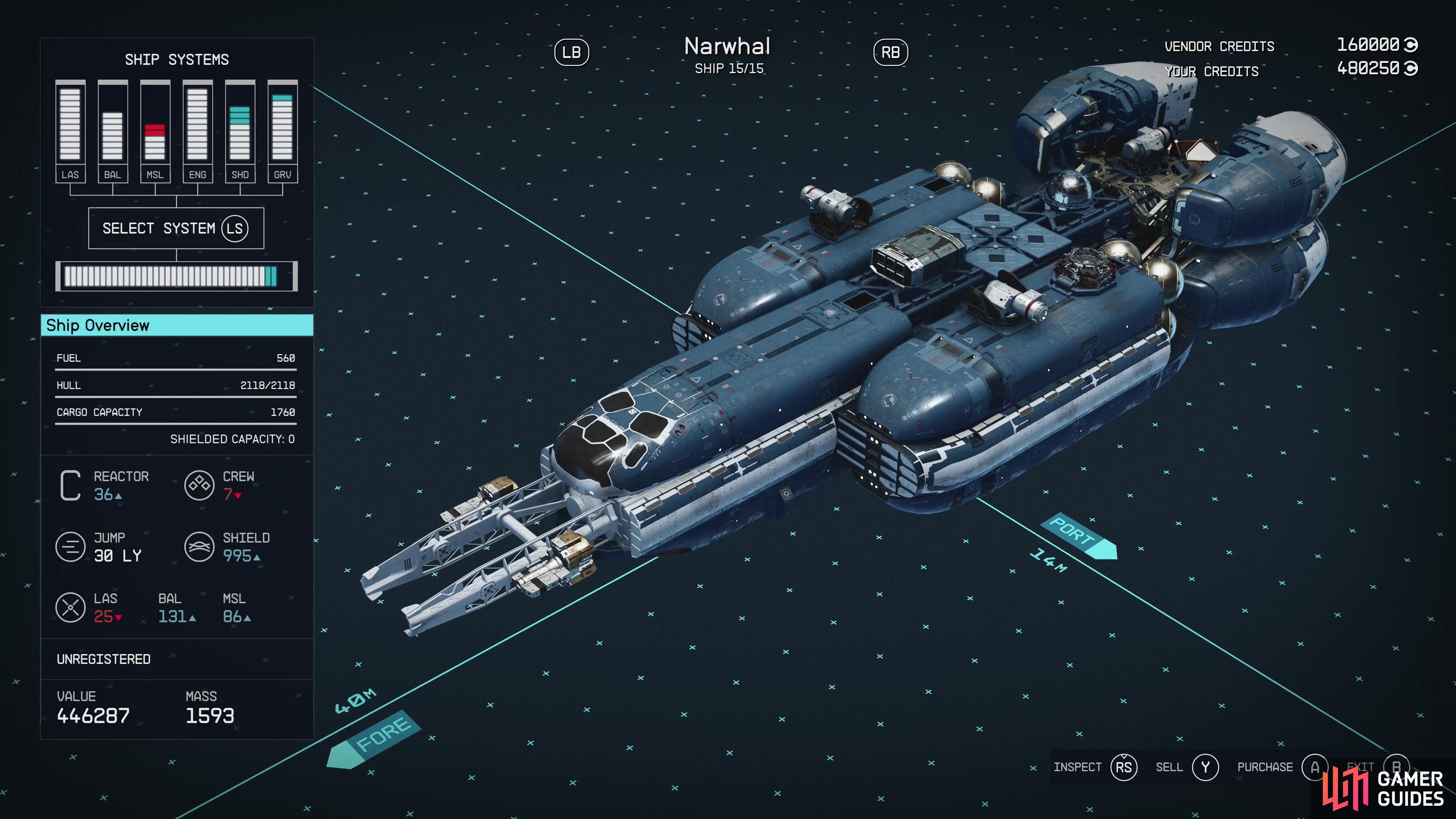 who will sell the Narwhal for a hefty 450,000 credits.