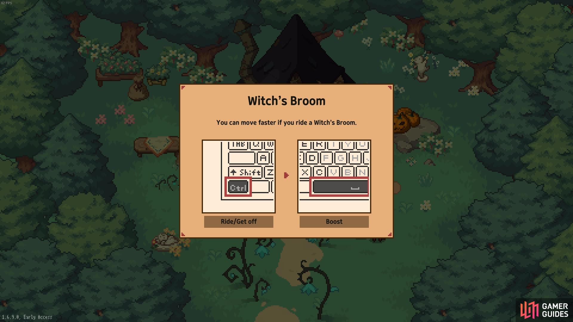 Controls for the Witch’s Broom. 