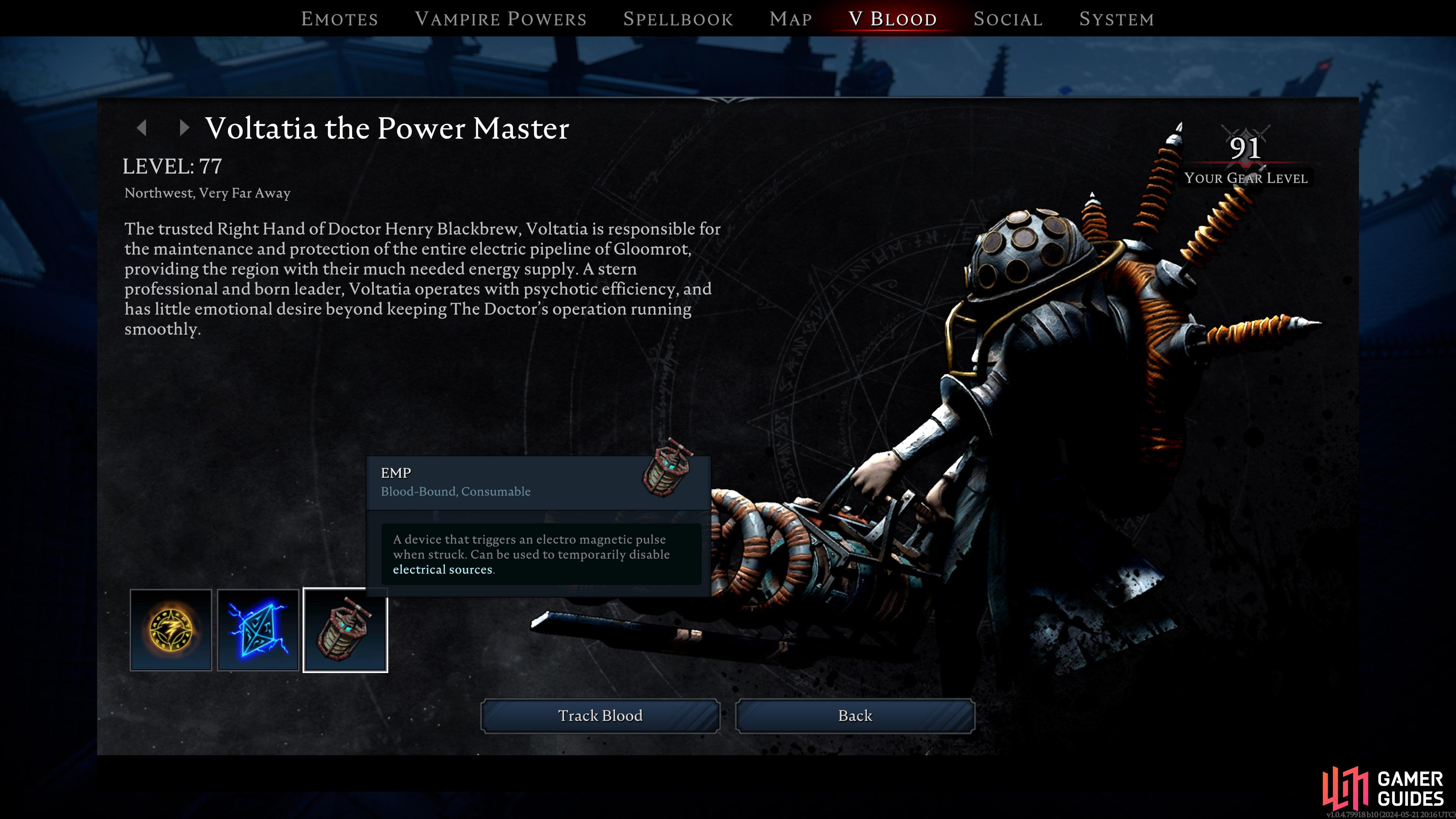 You can unlock the EMP and Power Charge recipes by defeating Voltatia the Power Master.