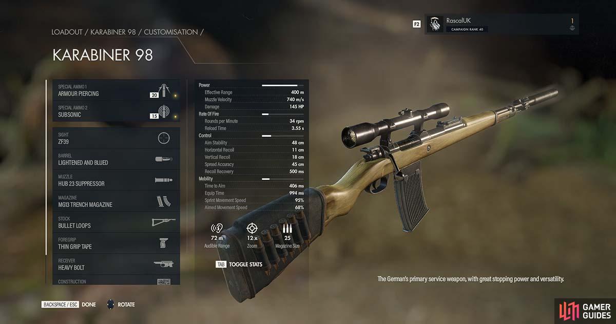 The K98 is a powerful rifle with a great scope option.