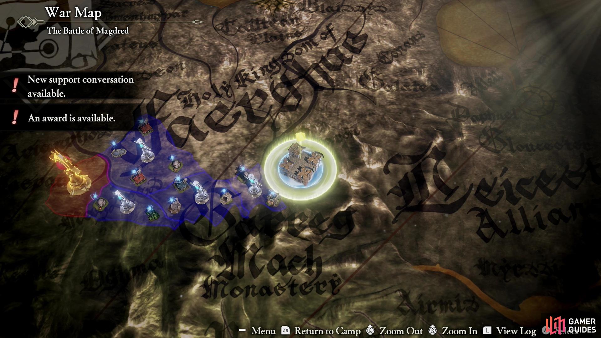The War Map in Chapter 5: Skirmish in the Fog in the Azure Gleam route.