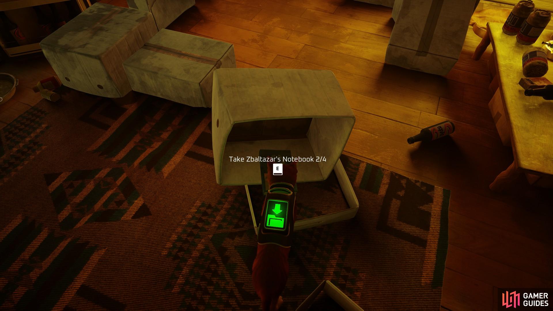 Topple the boxes in Zbaltazar's apartment and get the book from it.