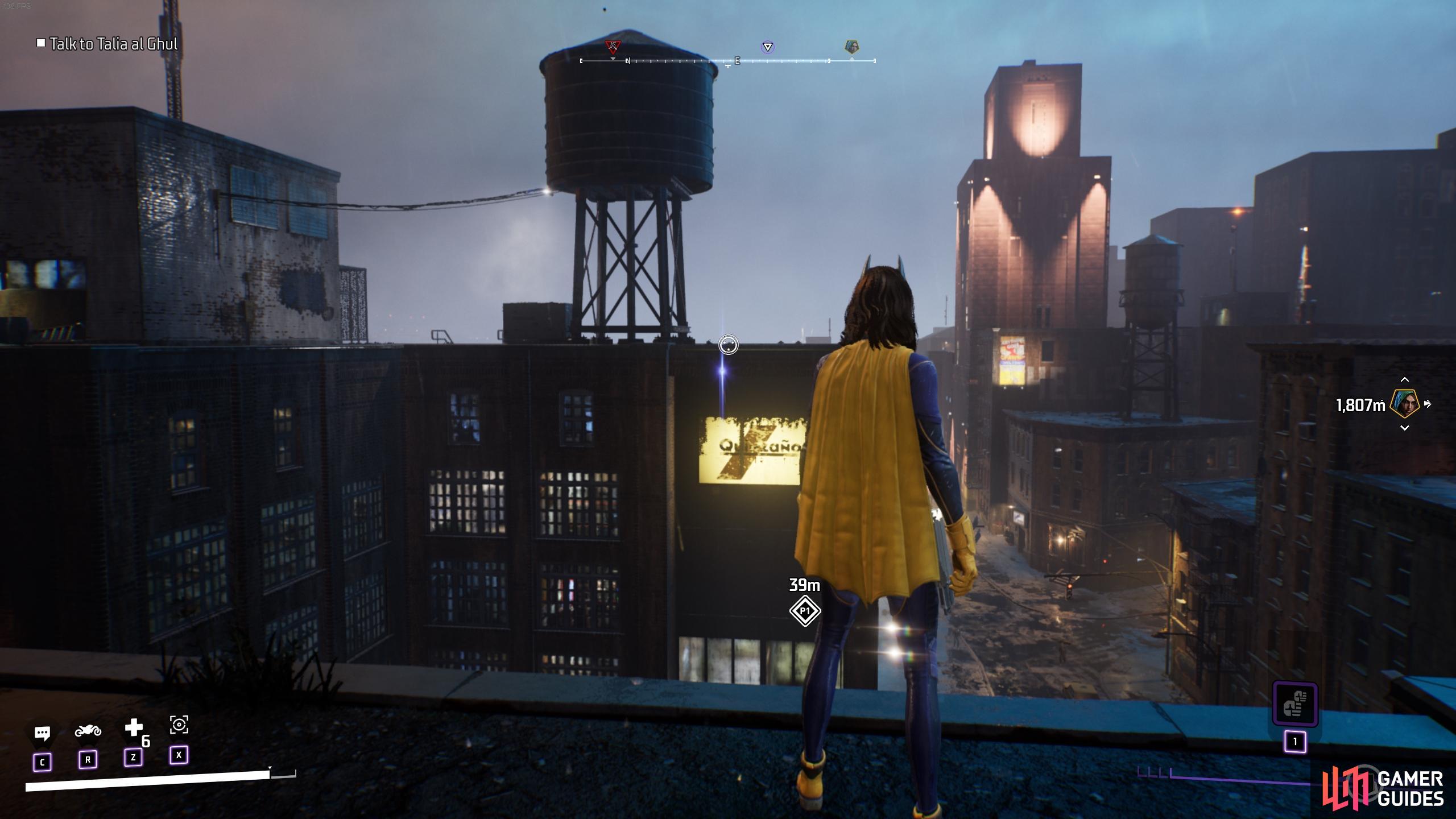 You can obtain this Batarang by dropping down from the top of the building.