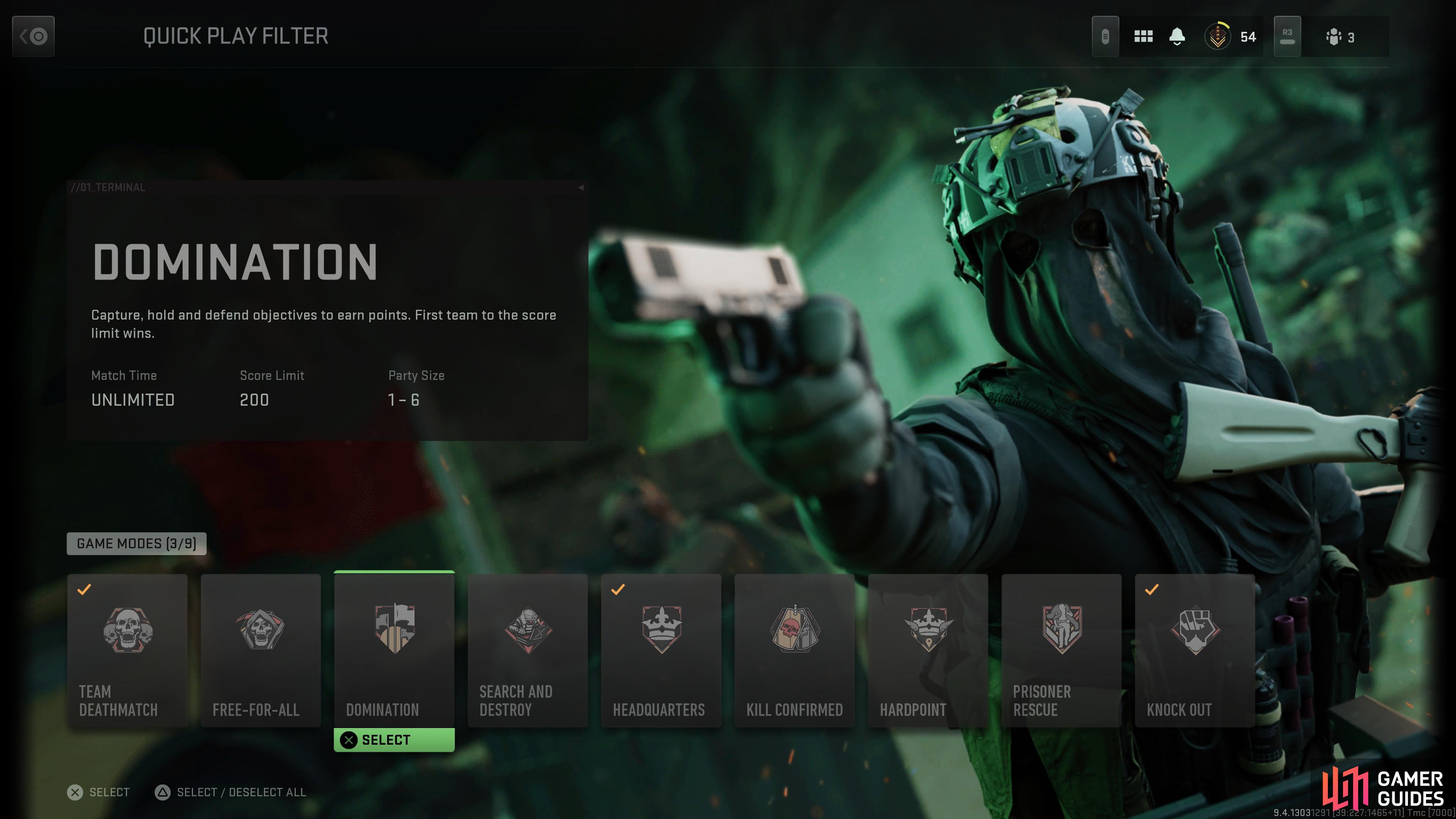 Domination is one of the 13 available Game Modes.