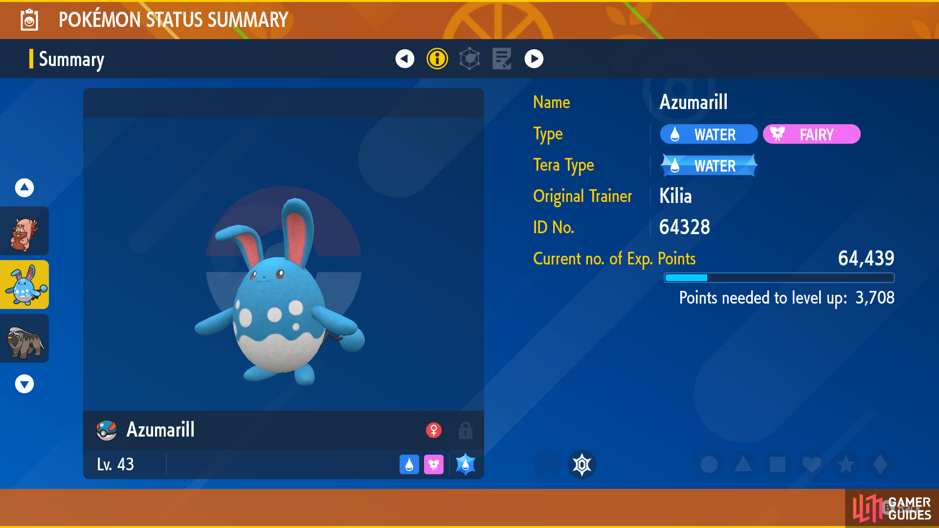 Azumarill is a Water and Fairy Type Pokemon.