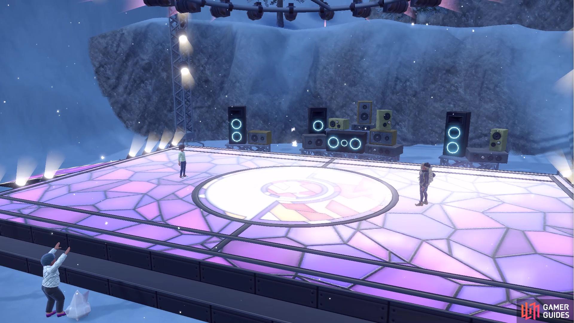 Rime has a big fancy stage all set up ready for your battle!