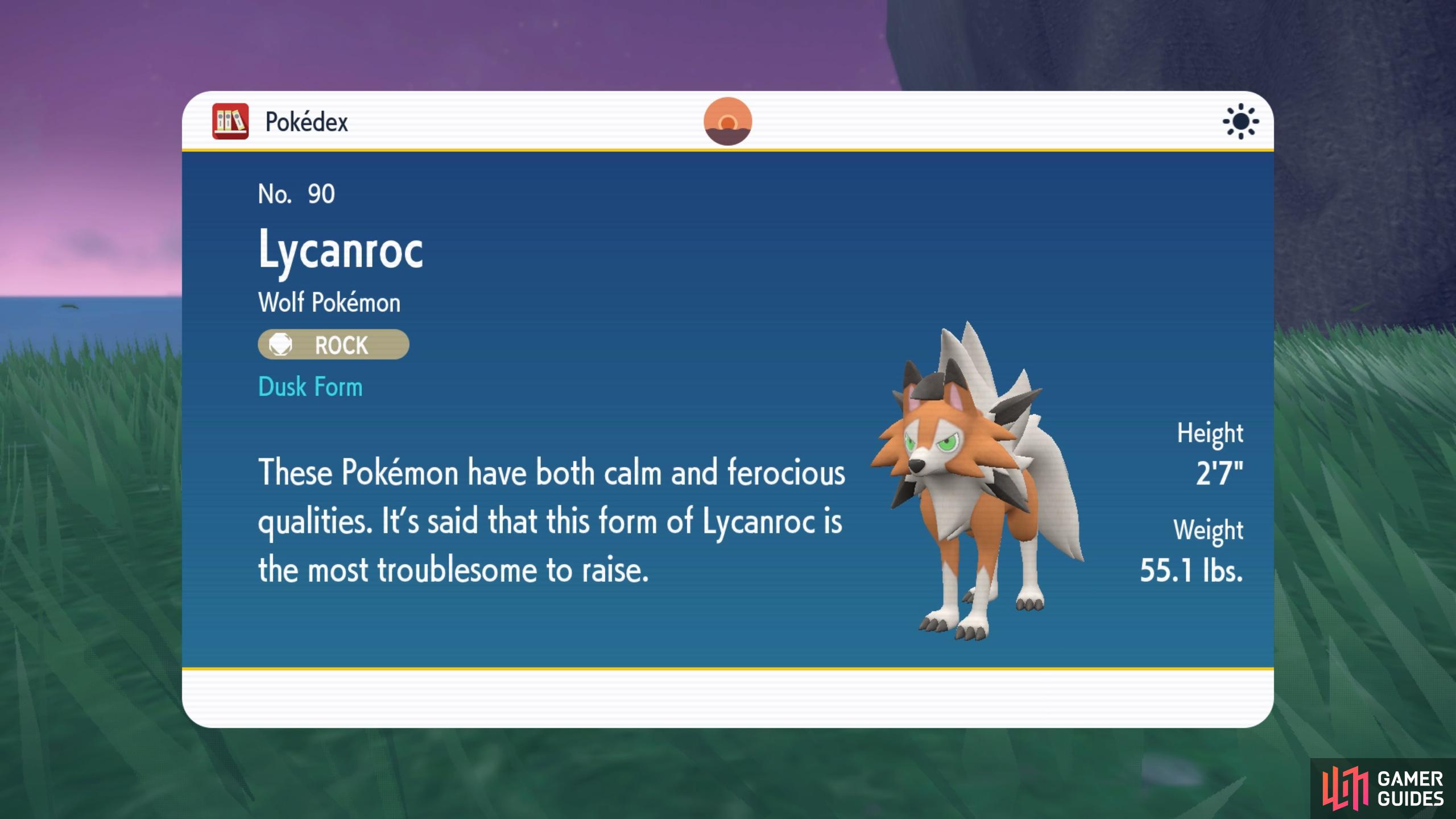 Dusk Form Lycanroc is a rare, third form of Lycanroc.