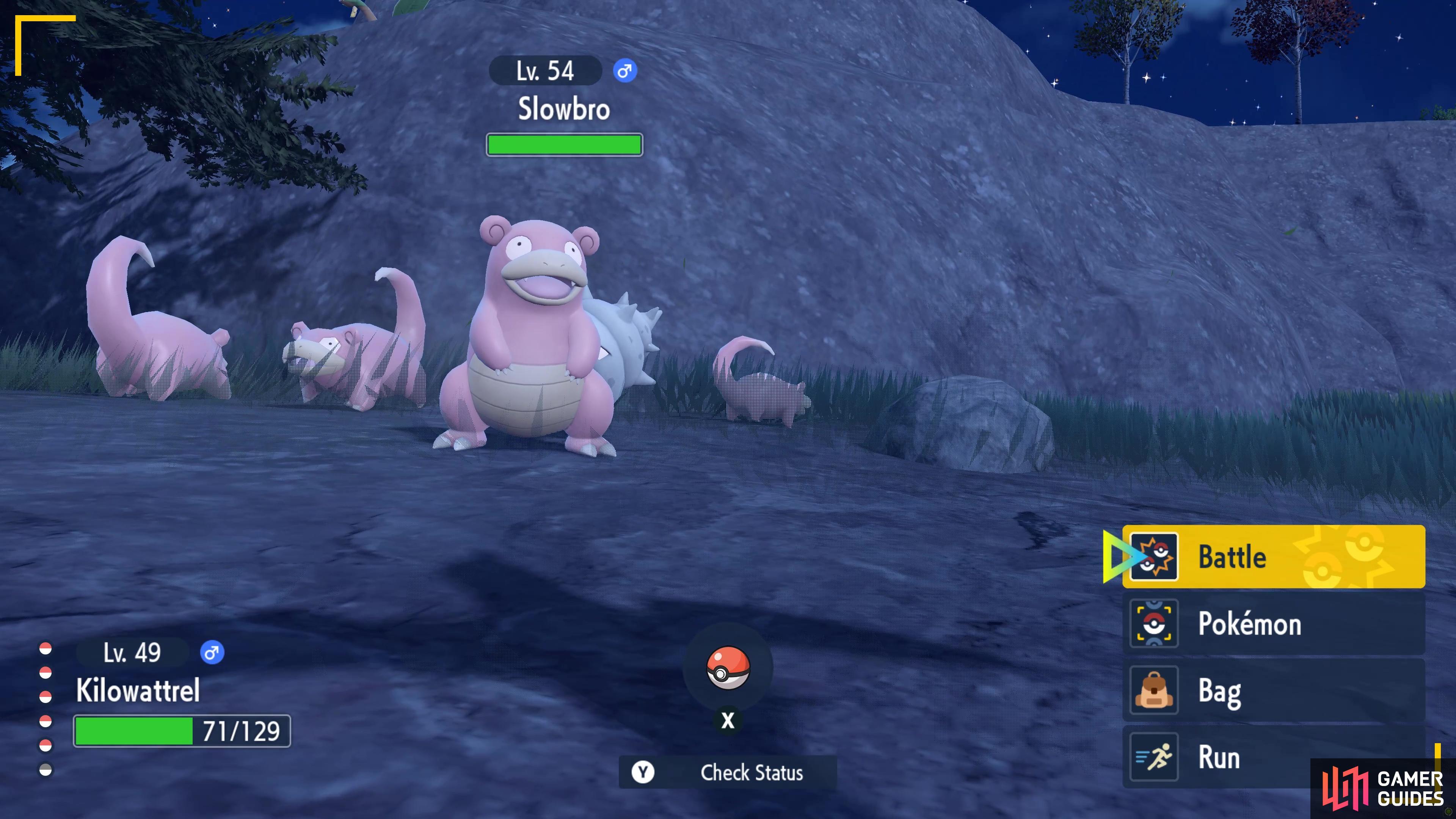 Slowbro taking it easy next to a lake in Pokémon Scarlet and Violet