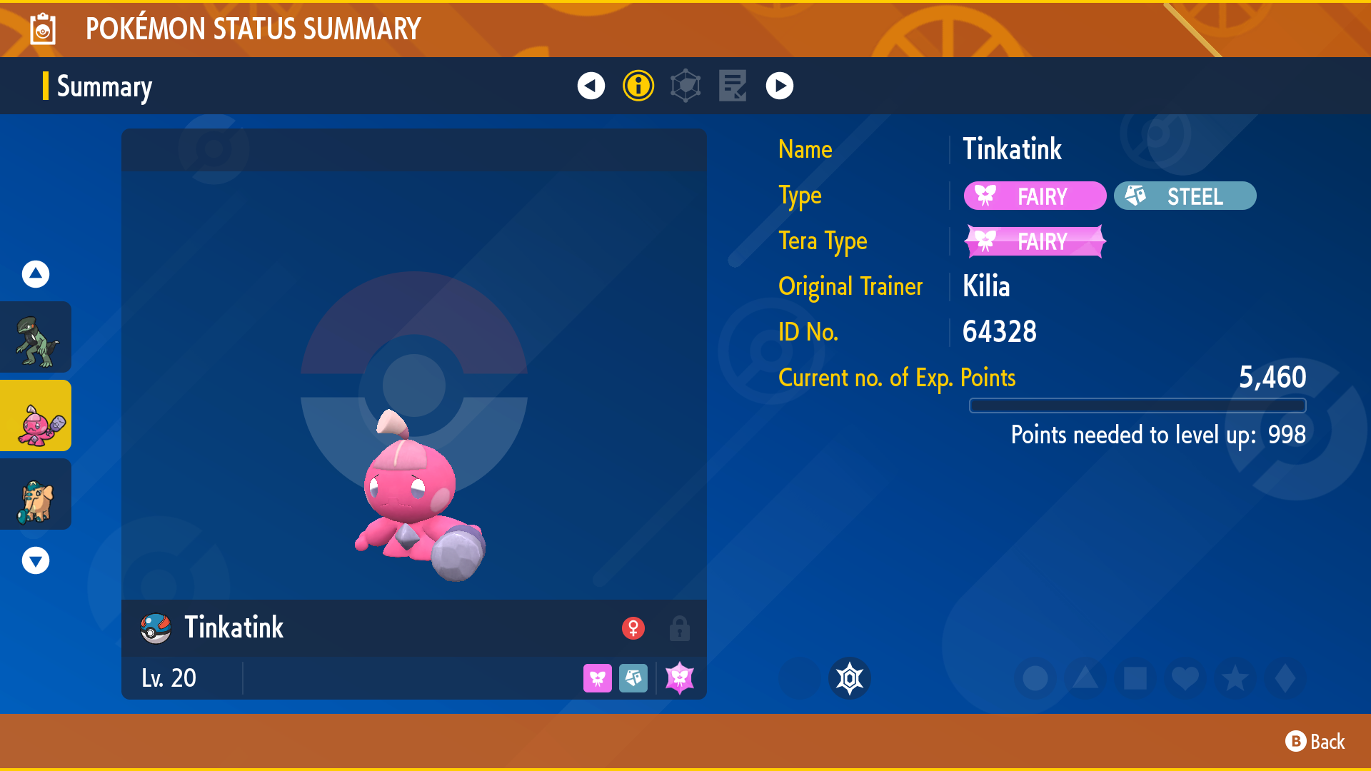 Tinkatink is a Fairly/Steel Pokemon. 