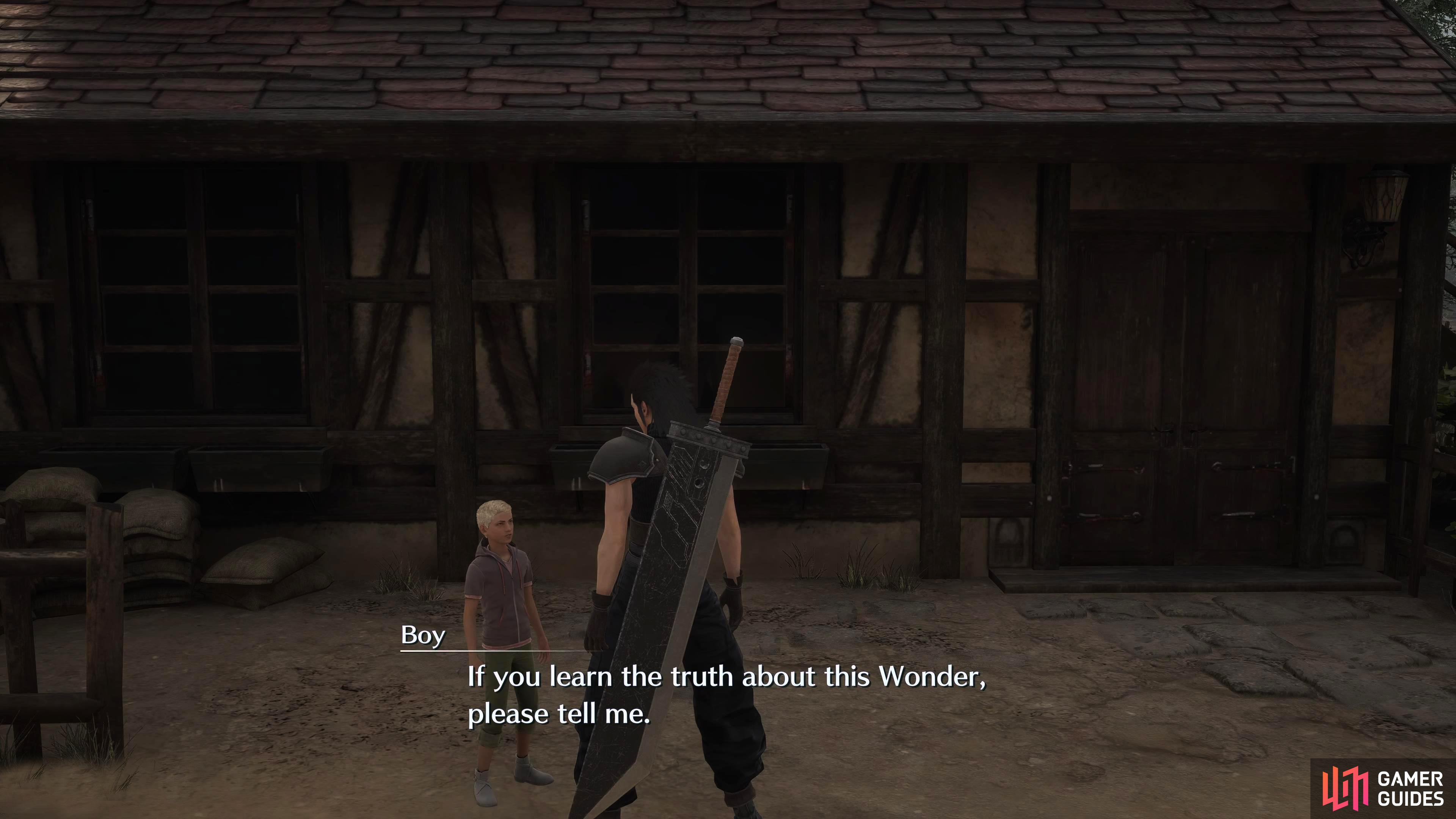At the start of the chapter, speak to the small boy to the right of the Inn to start the Seven Wonders mission.