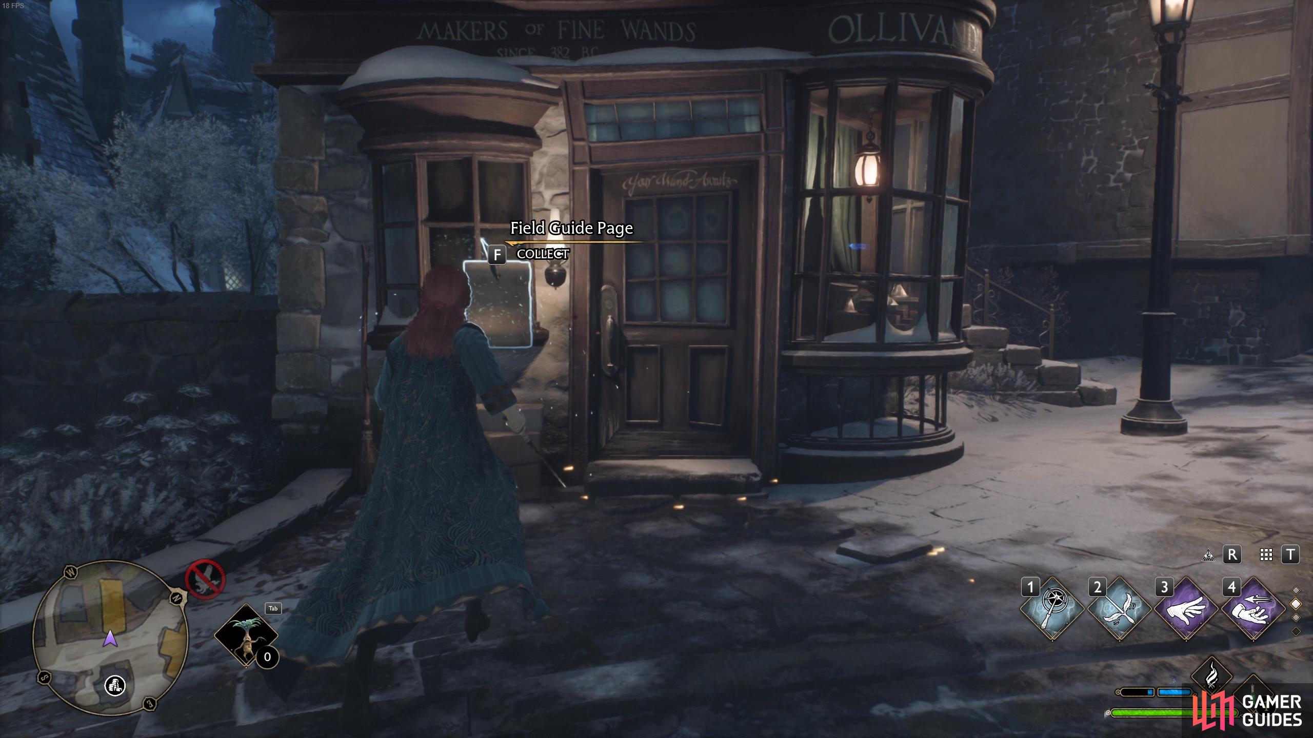 A field guide page can be found outside Ollivander’s Wand Shop. 