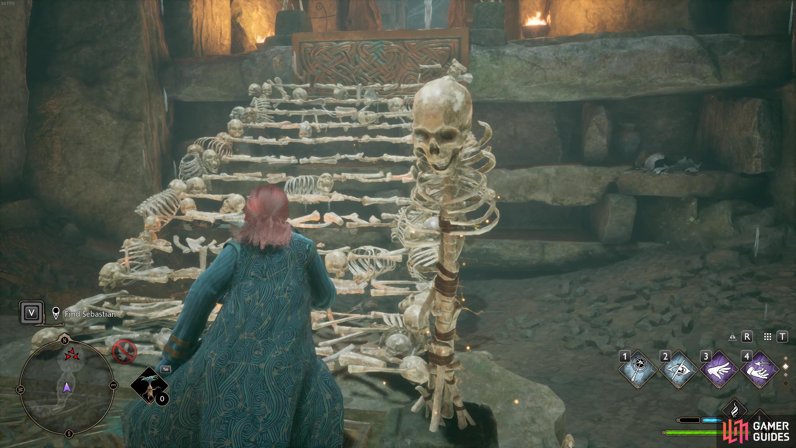 Use the skeletons in the tombs to make a set of stairs up to the room where you’ll find Sebastian. 