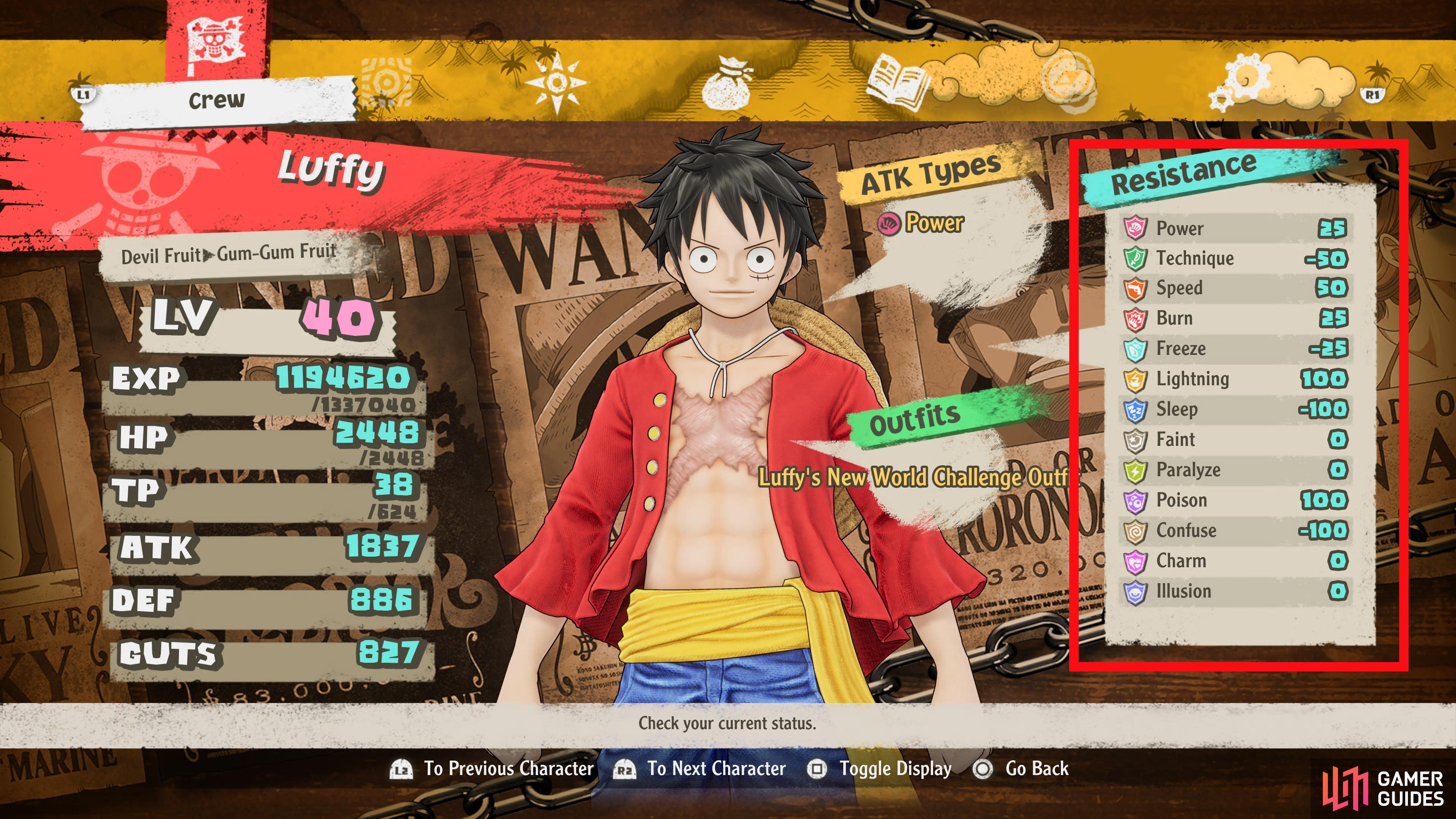 You can find your resistances to specific status effects in the Crew screen.